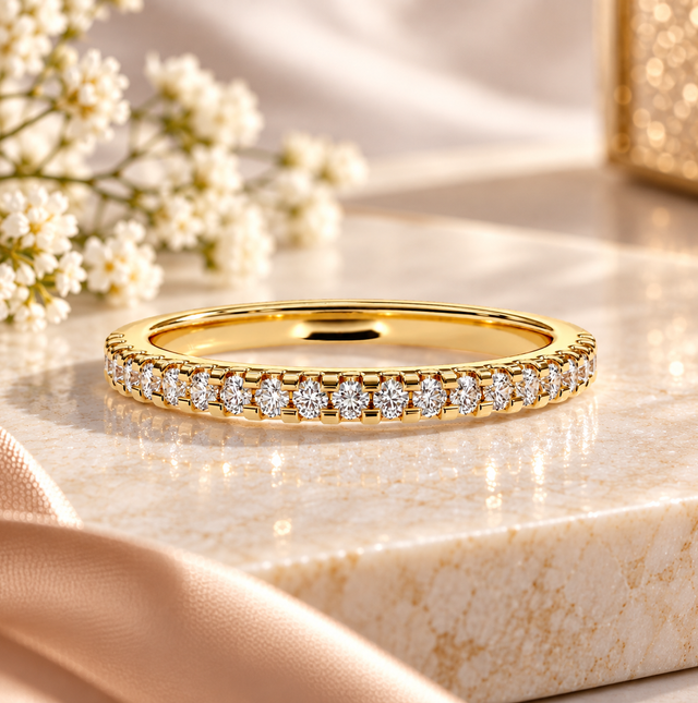 0.22 TDW Round Cut Women's Diamond Minimalist Band