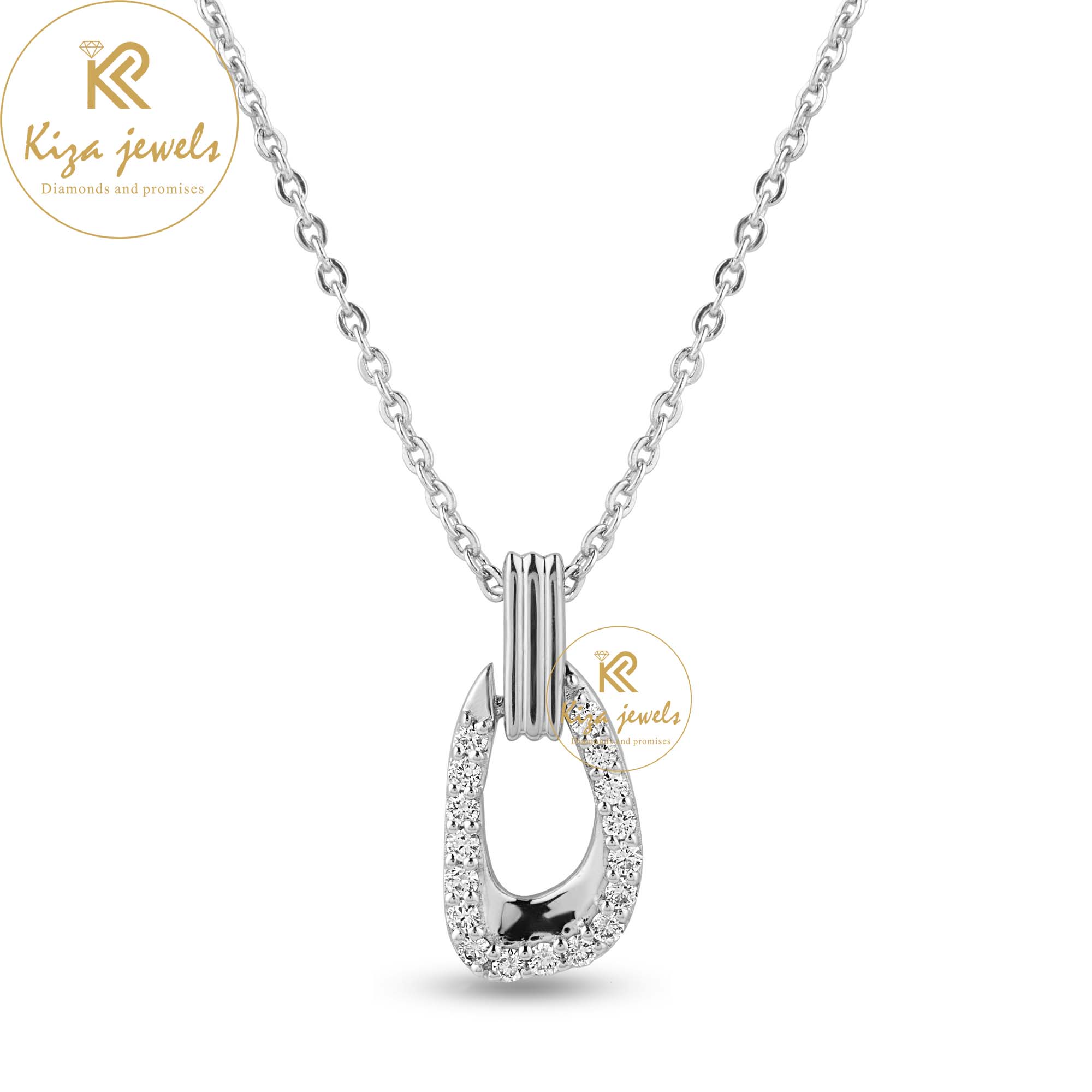 0.153 TDW Round Brilliant Cut Diamond Custom Pendant With Chain