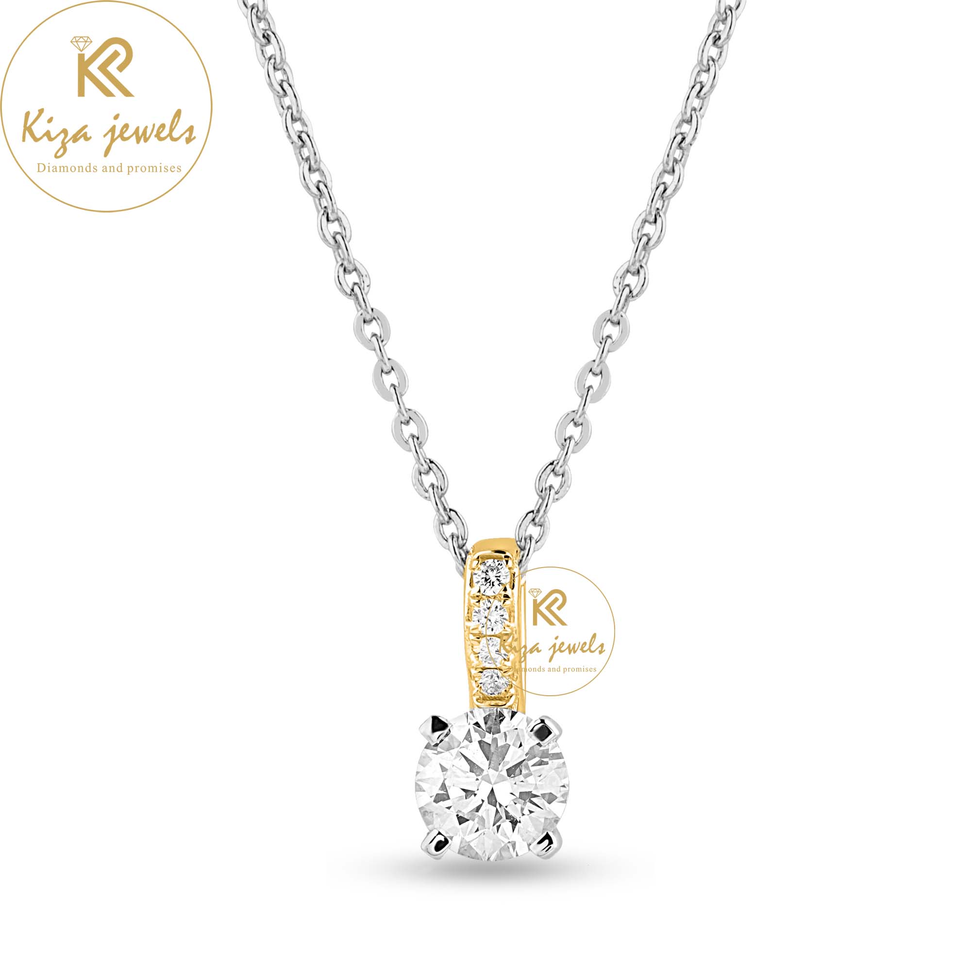 0.536 TDW Round Cut Diamond Custom Pendant with chain