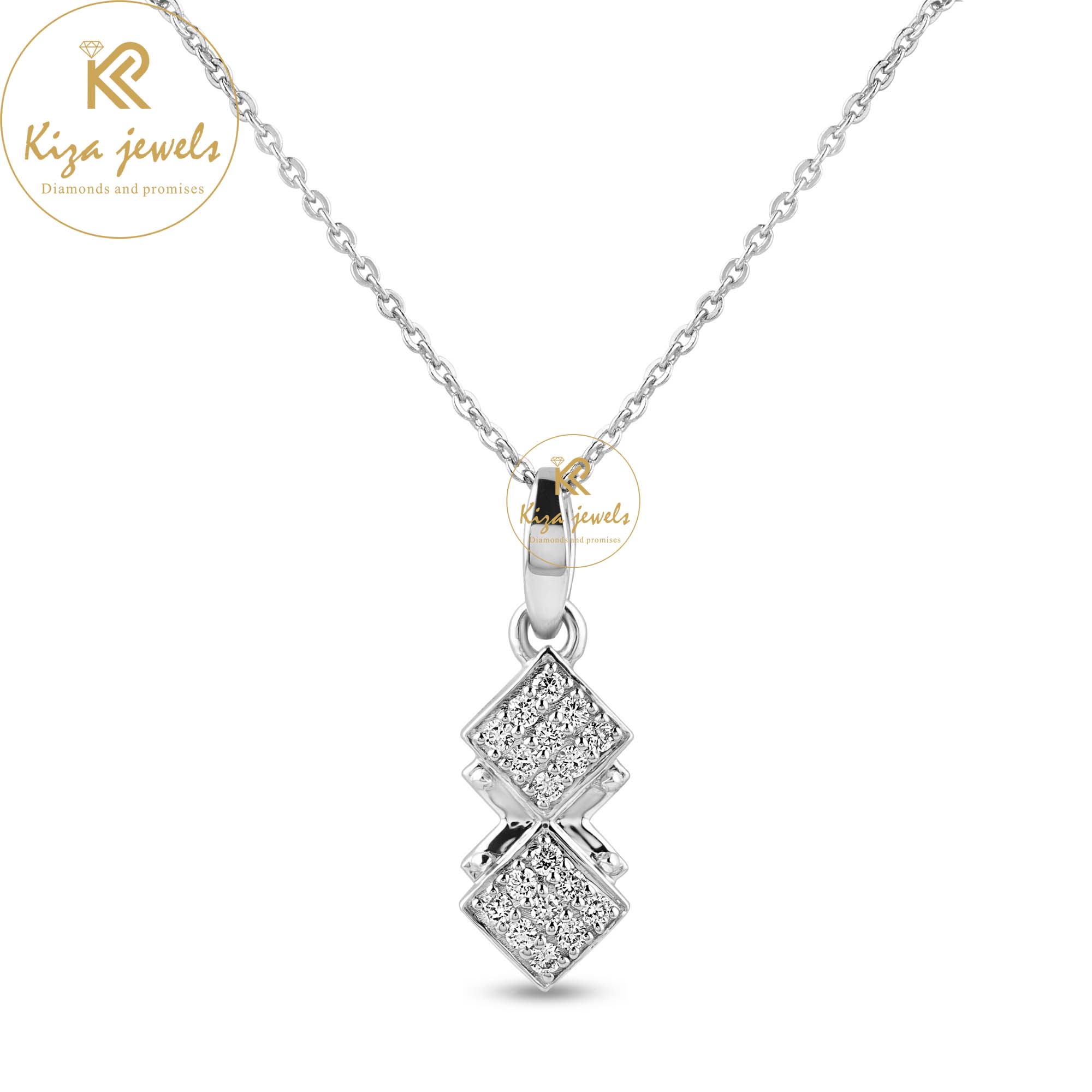 0.234 TDW Round Cut Diamond Custom Pendant With Chain