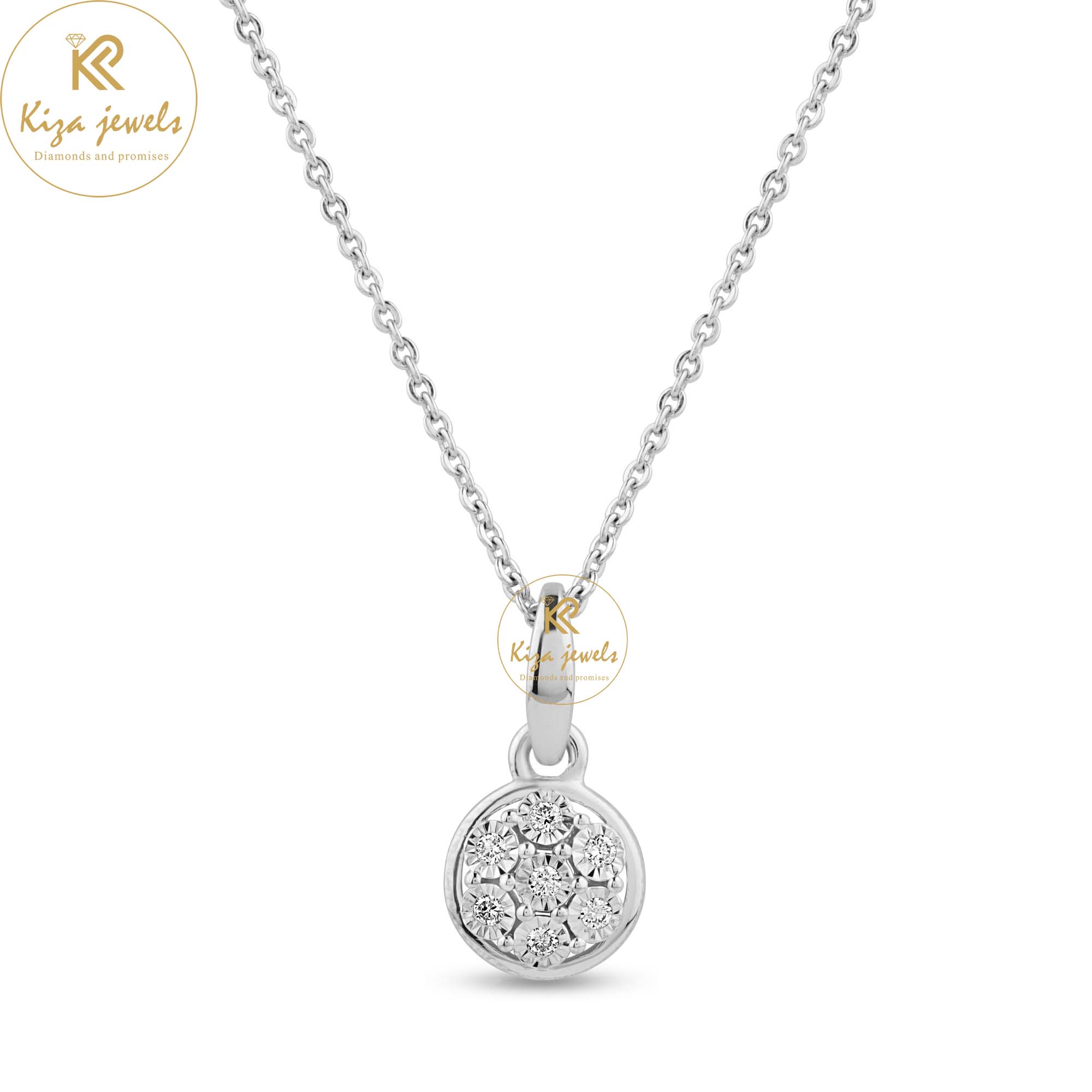 0.07 TDW Round Cut Diamond Custom Pendant With Chain