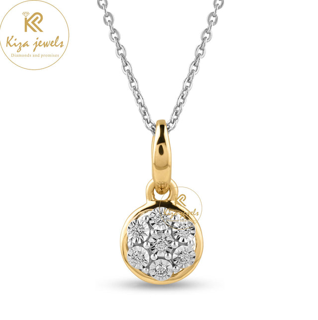 0.077 TDW Round Cut Diamond Custom Pendant with chain