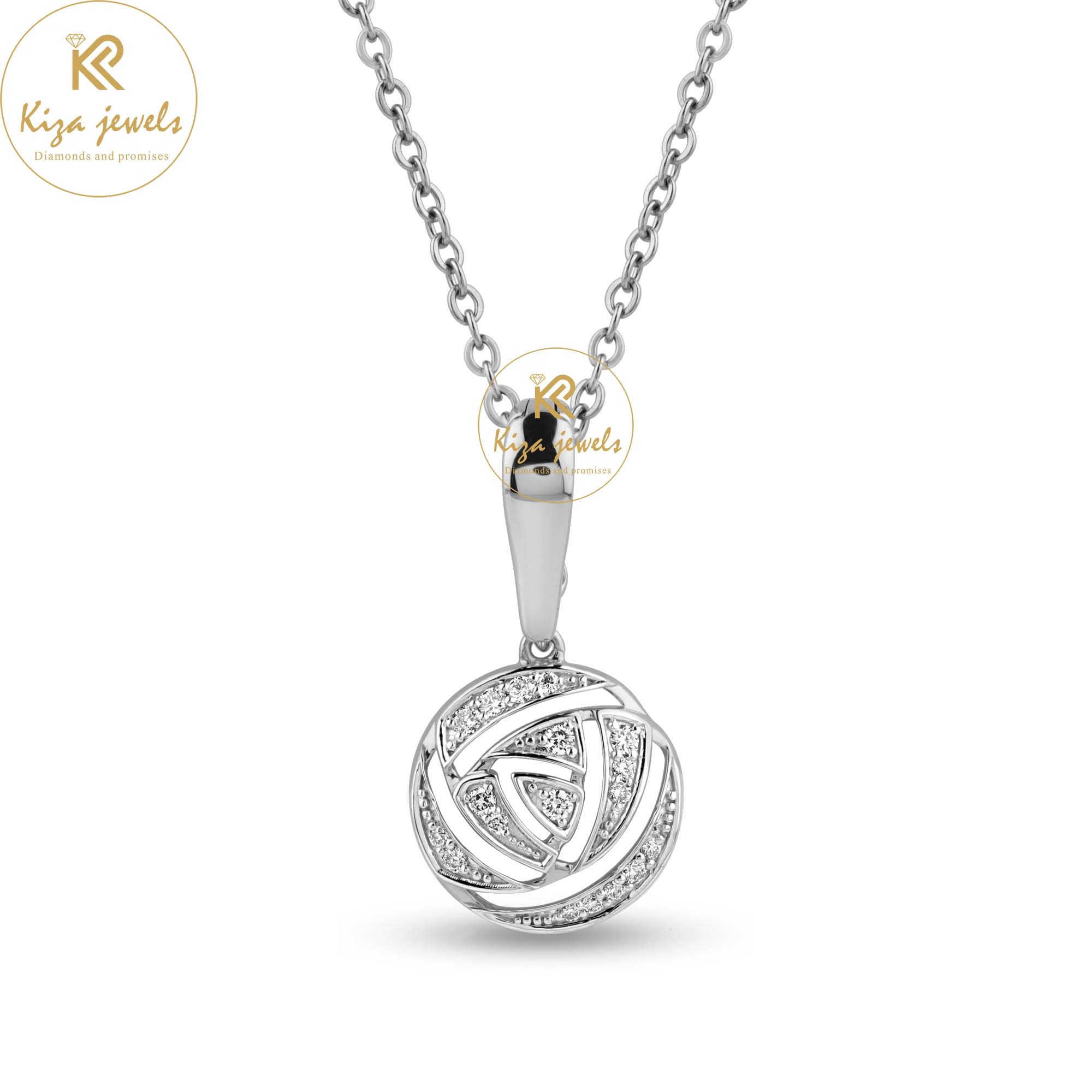 0.12 TDW Round Cut Diamond Custom Pendant With Chain