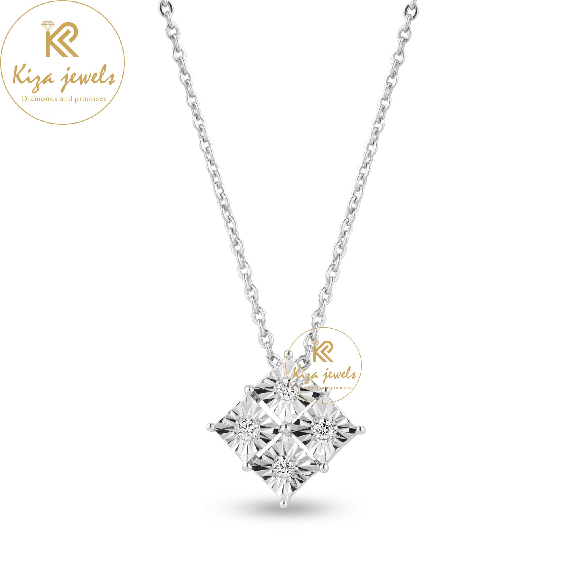 0.072 TDW Round Brilliant Cut Diamond Custom Pendant With Chain