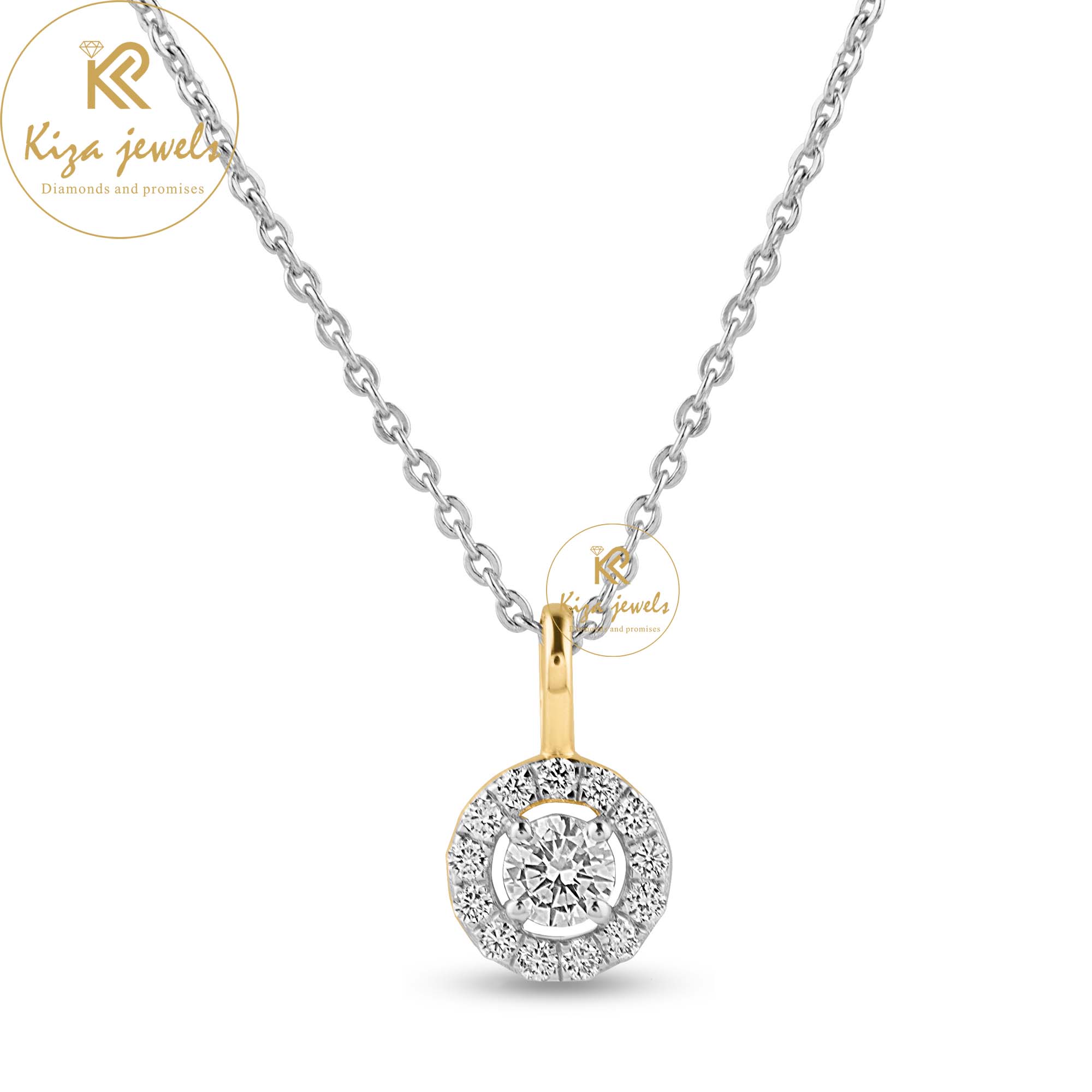 0.31 TDW Round Brilliant Cut Diamond Custom Pendant With Chain