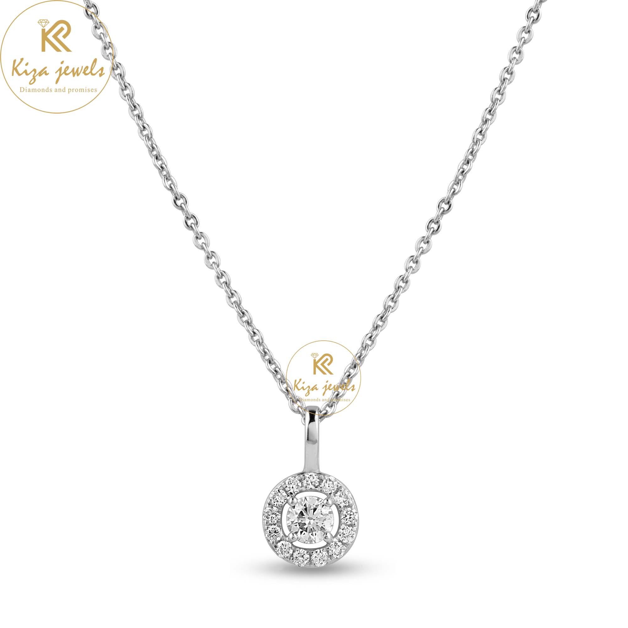 0.318 DW Round Cut Diamond Custom Pendant With Chain