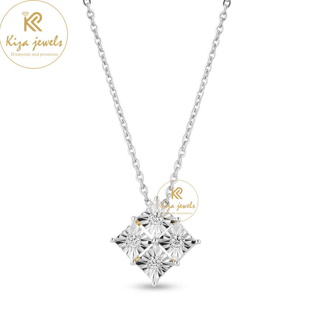 0.072 TDW Round Brilliant Cut Diamond Custom Pendant With Chain