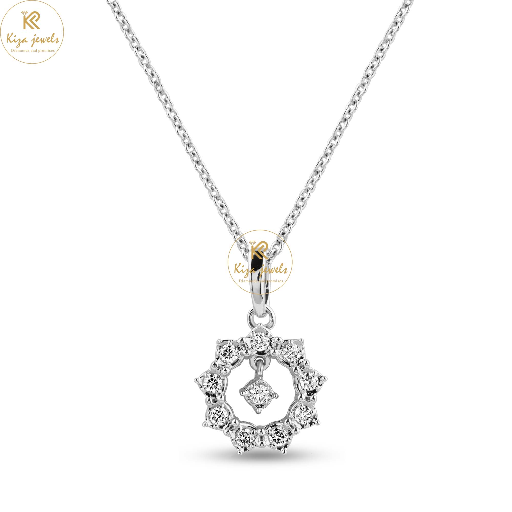 0.16 TDW Round Cut Diamond Custom Pendant With Chain