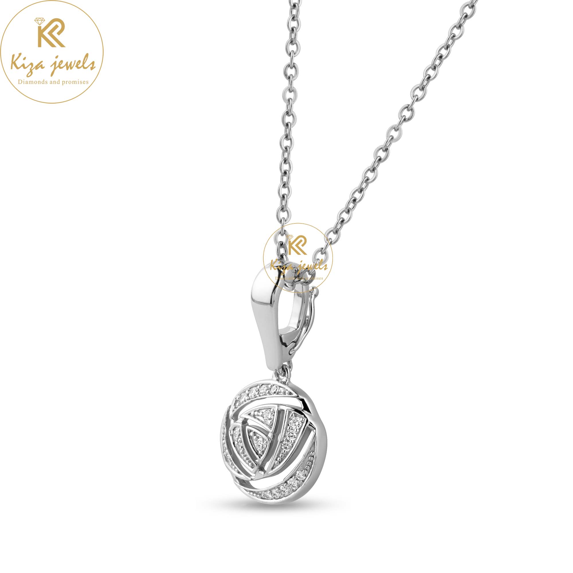 0.12 TDW Round Cut Diamond Custom Pendant With Chain