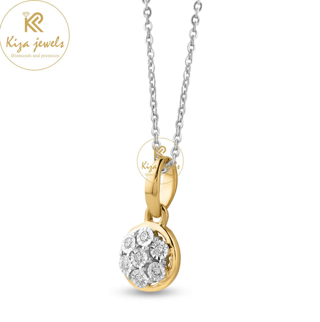 0.077 TDW Round Cut Diamond Custom Pendant with chain