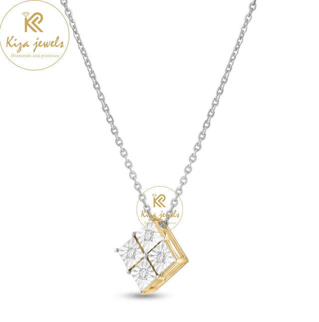 0.072 TDW Round Brilliant Cut Diamond Custom Pendant With Chain