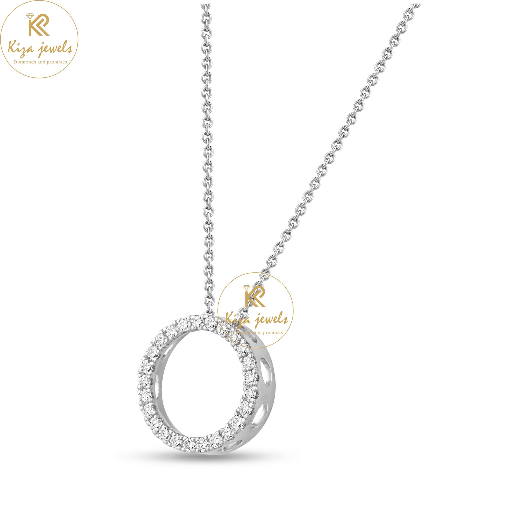 0.23 TDW Round Brilliant Cut Diamond Custom Pendant With Chain