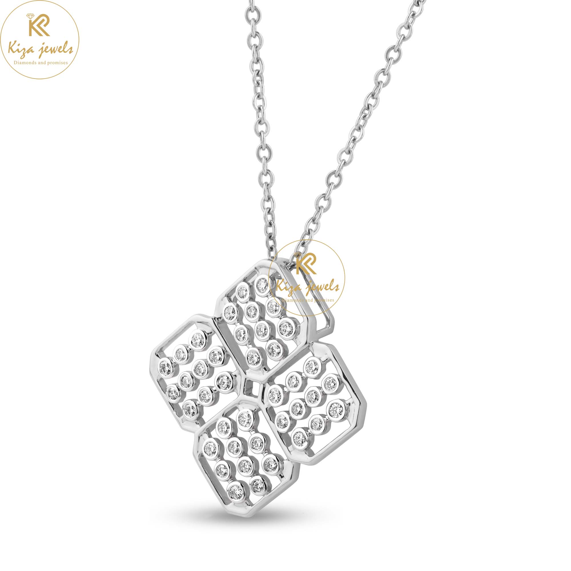 0.49 TDW Round Cut Diamond Custom Pendant With Chain