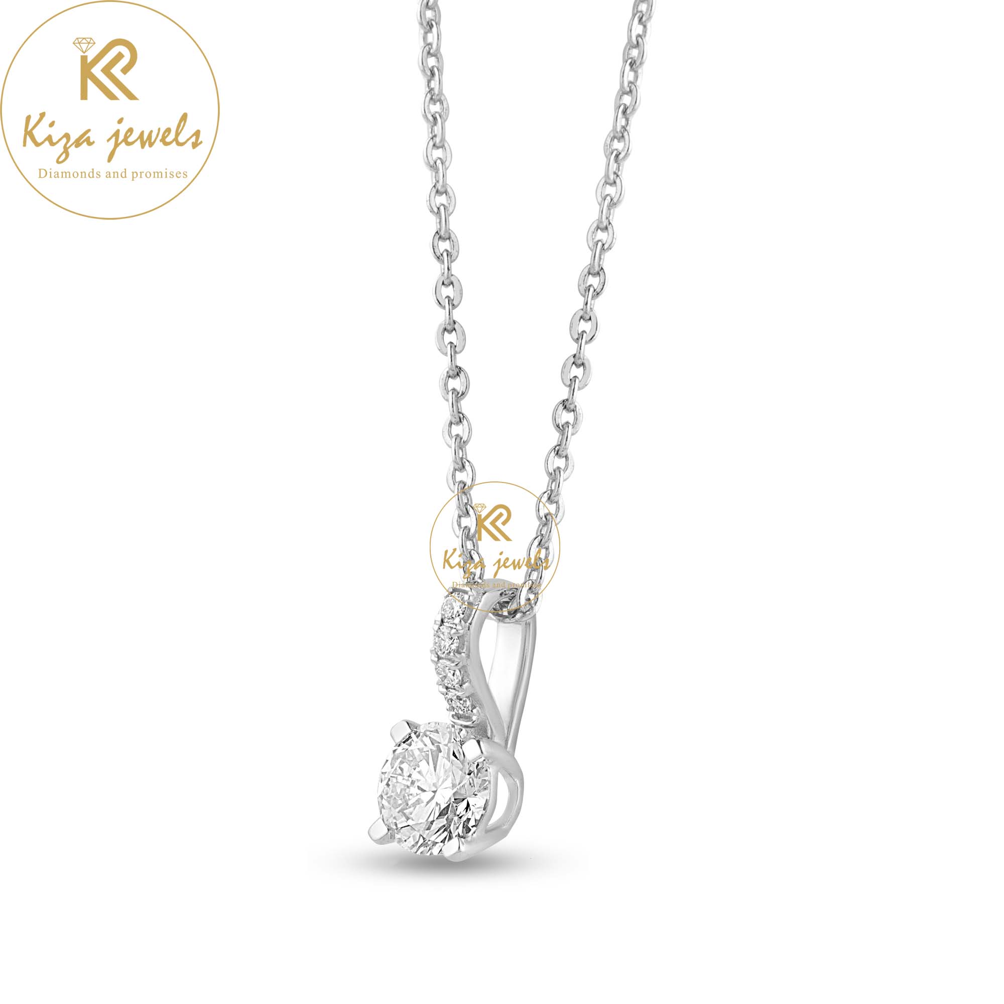 0.536 TDW Round Cut Diamond Custom Pendant with chain