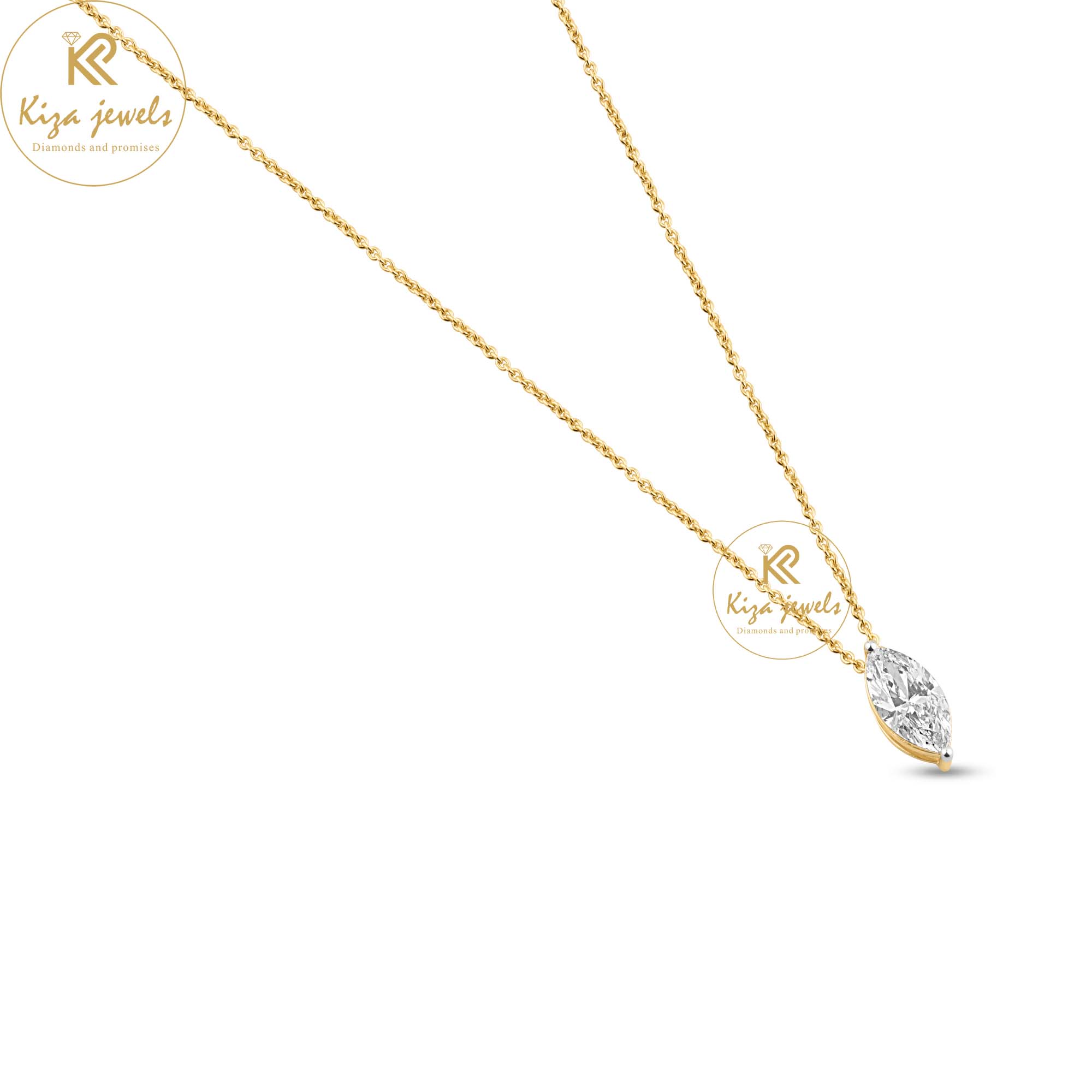 1.02 TDW Marquise Cut Diamond Solitaire Pendant With Chain