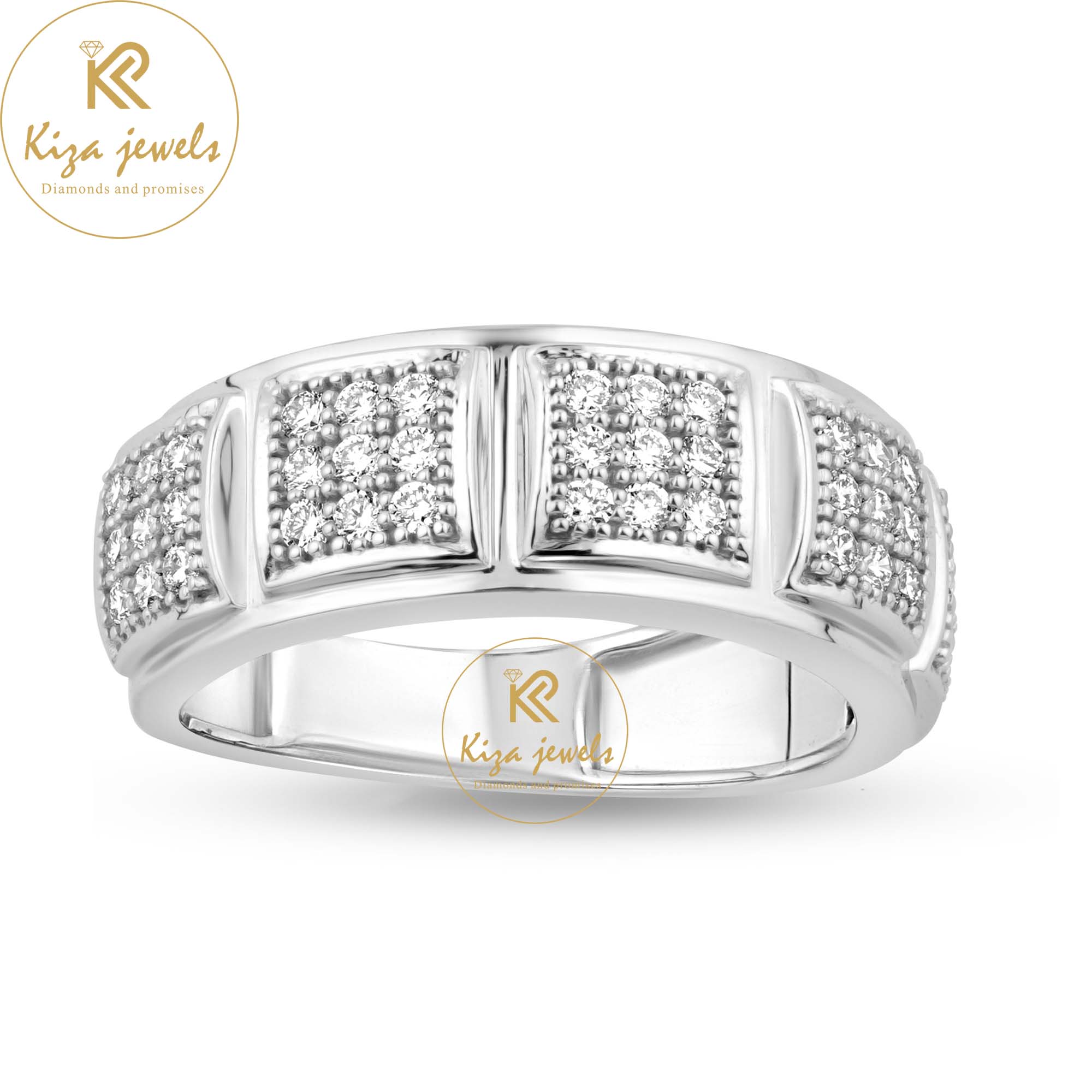 0.51 TDW Round Cut Men's Diamond Band Ring