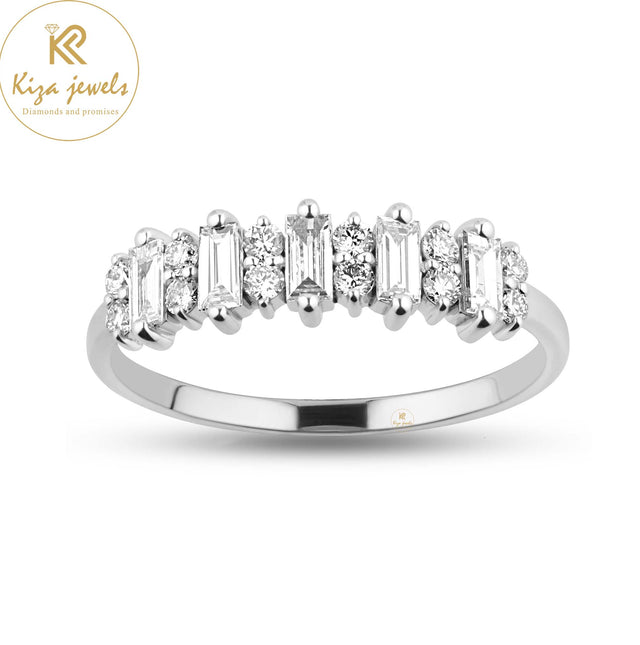 0.55 TDW Baguette & Round Cut Women's Diamond Band Ring