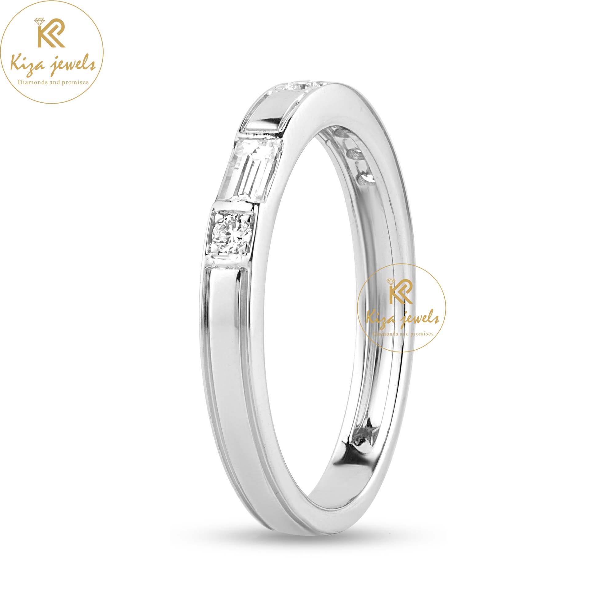 0.303 TDW Baguette & Round Cut Women's Diamond Band Ring