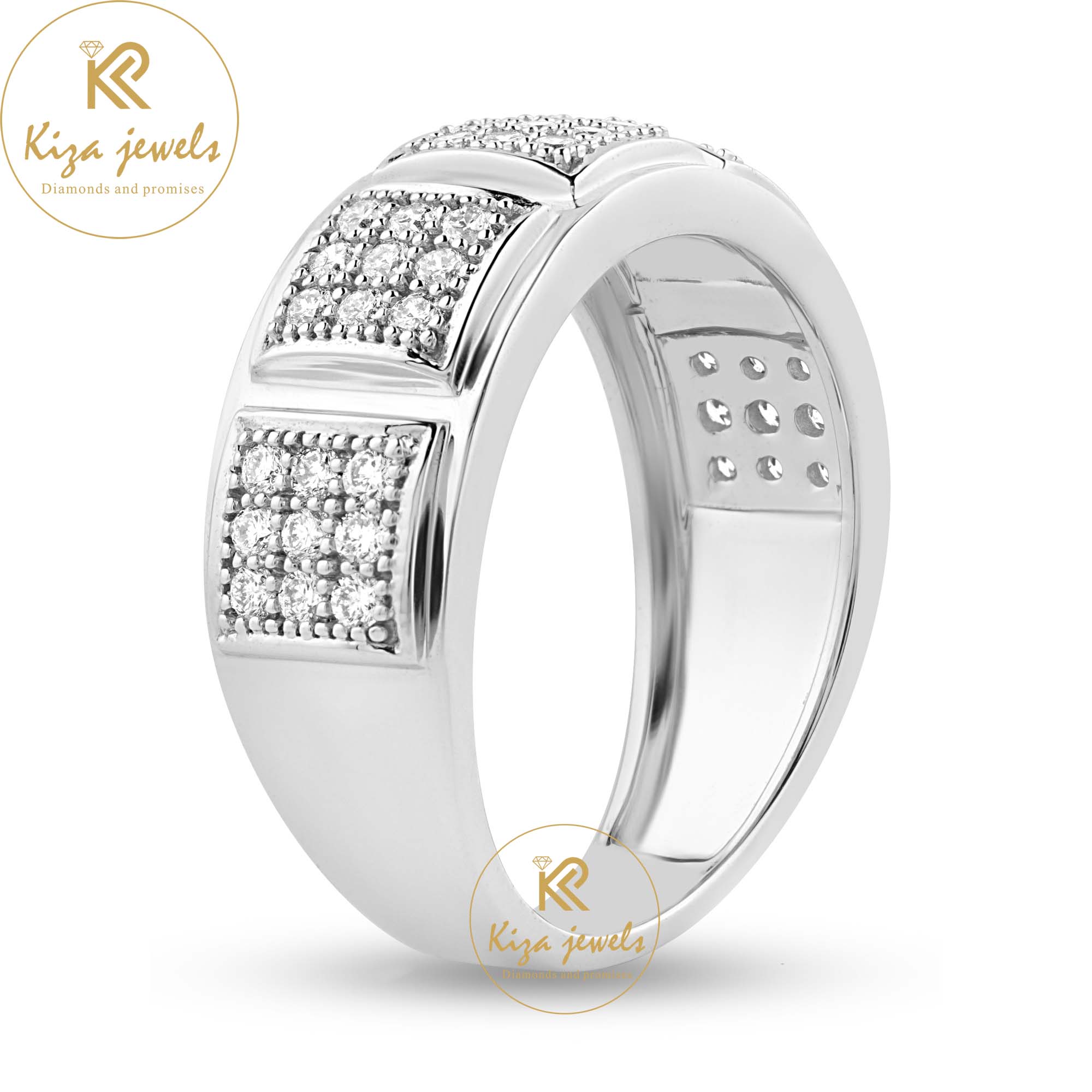 0.51 TDW Round Cut Men's Diamond Band Ring