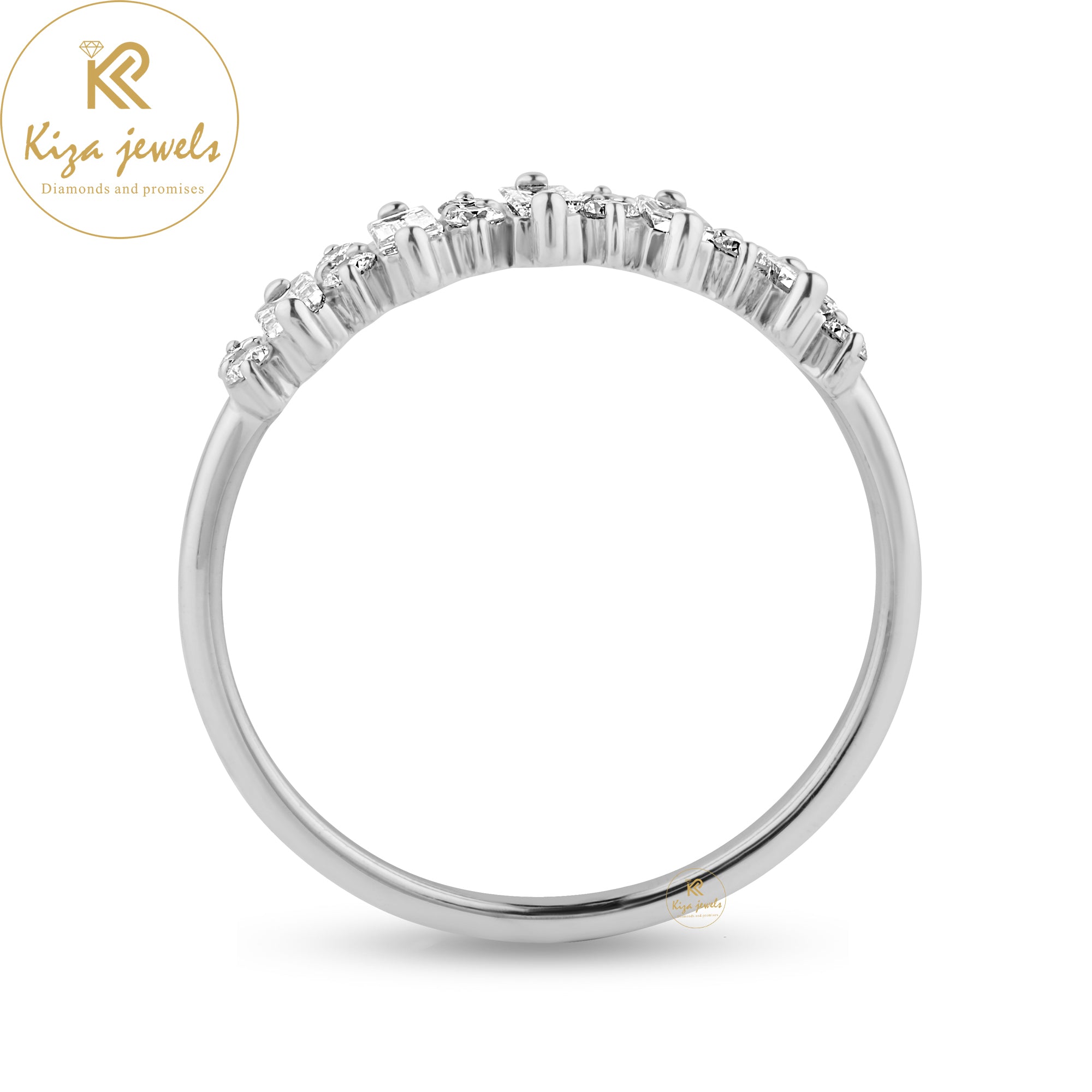 0.55 TDW Baguette & Round Cut Women's Diamond Band Ring