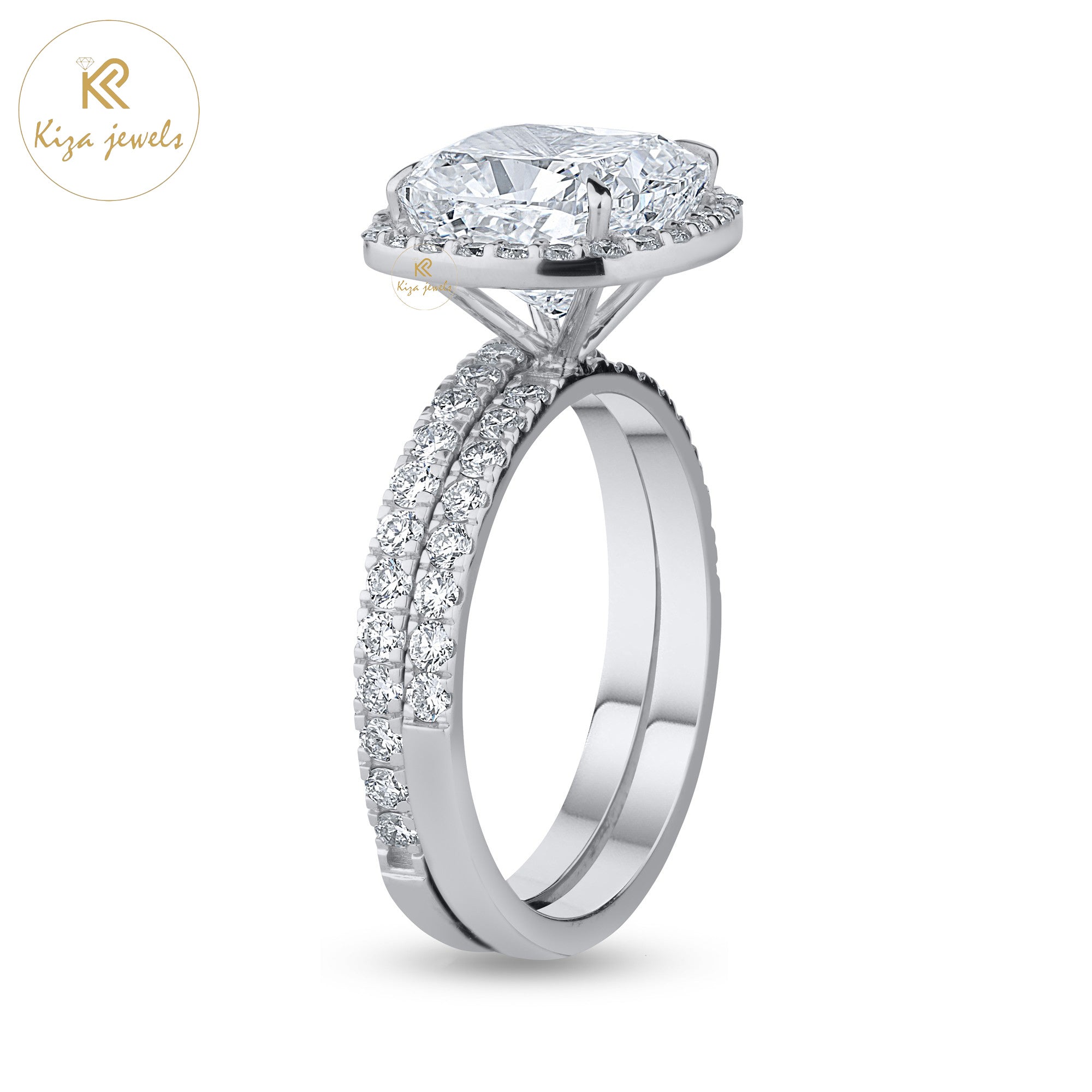 1.84 TDW Cushion Cut Women's Diamond Ring with Band