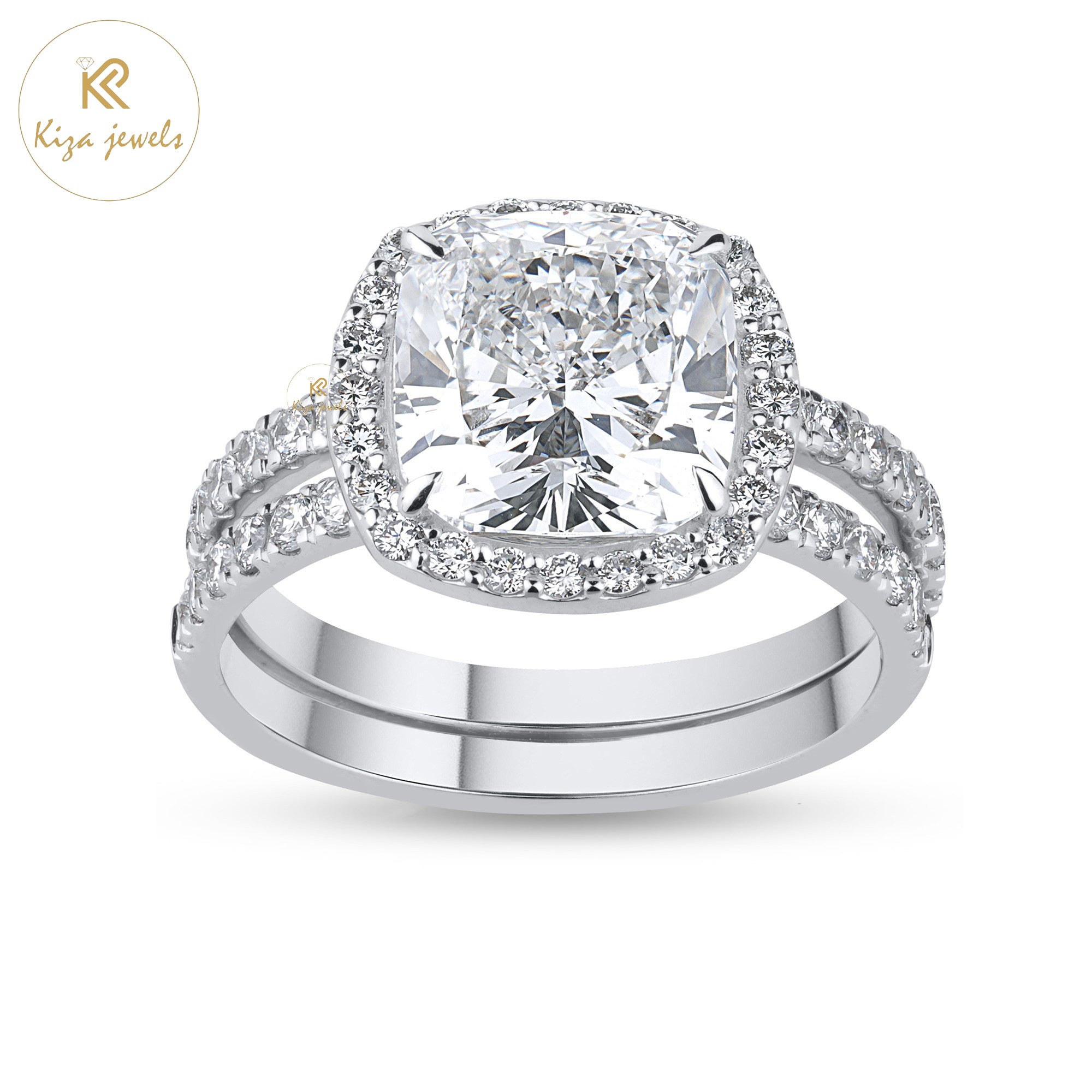 1.84 TDW Cushion Cut Women's Diamond Ring with Band