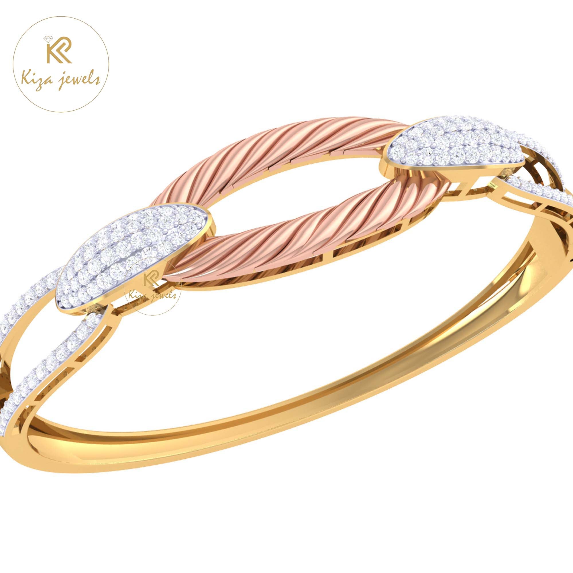 1.57 TDW Round Cut Diamond Women's Bangle Bracelet