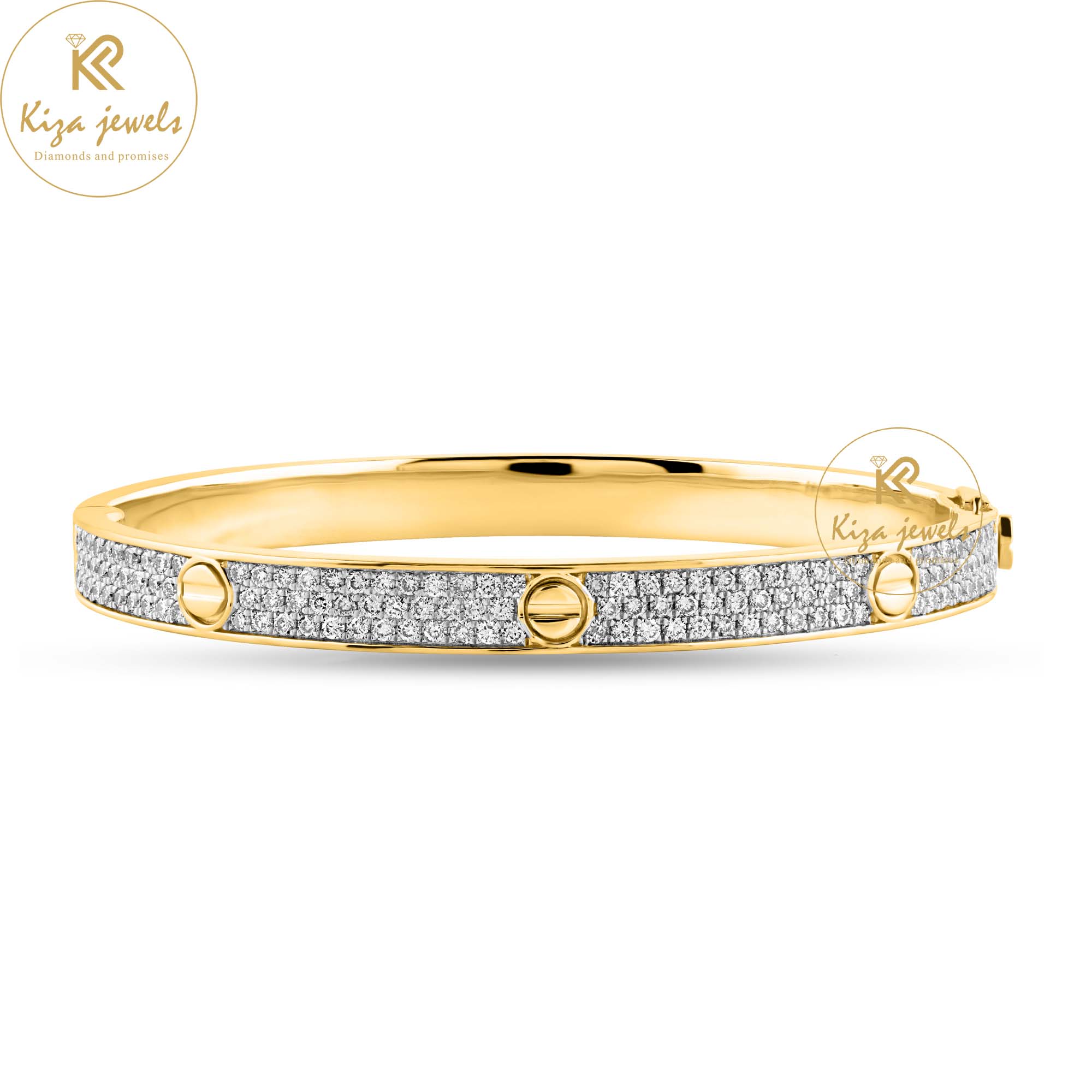 3.58 TDW Round Cut Diamond Bangle Bracelet