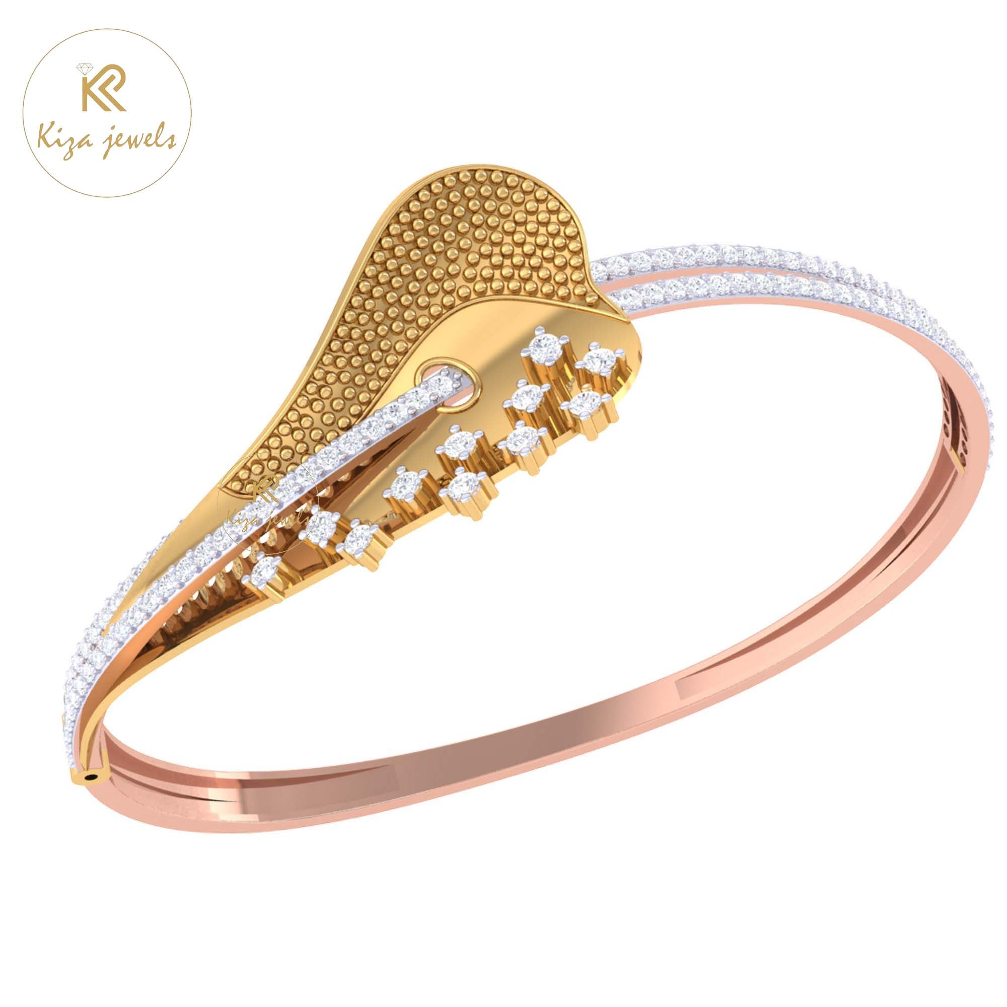 1.58 TDW Round Cut Diamond Women's Bangle Bracelet