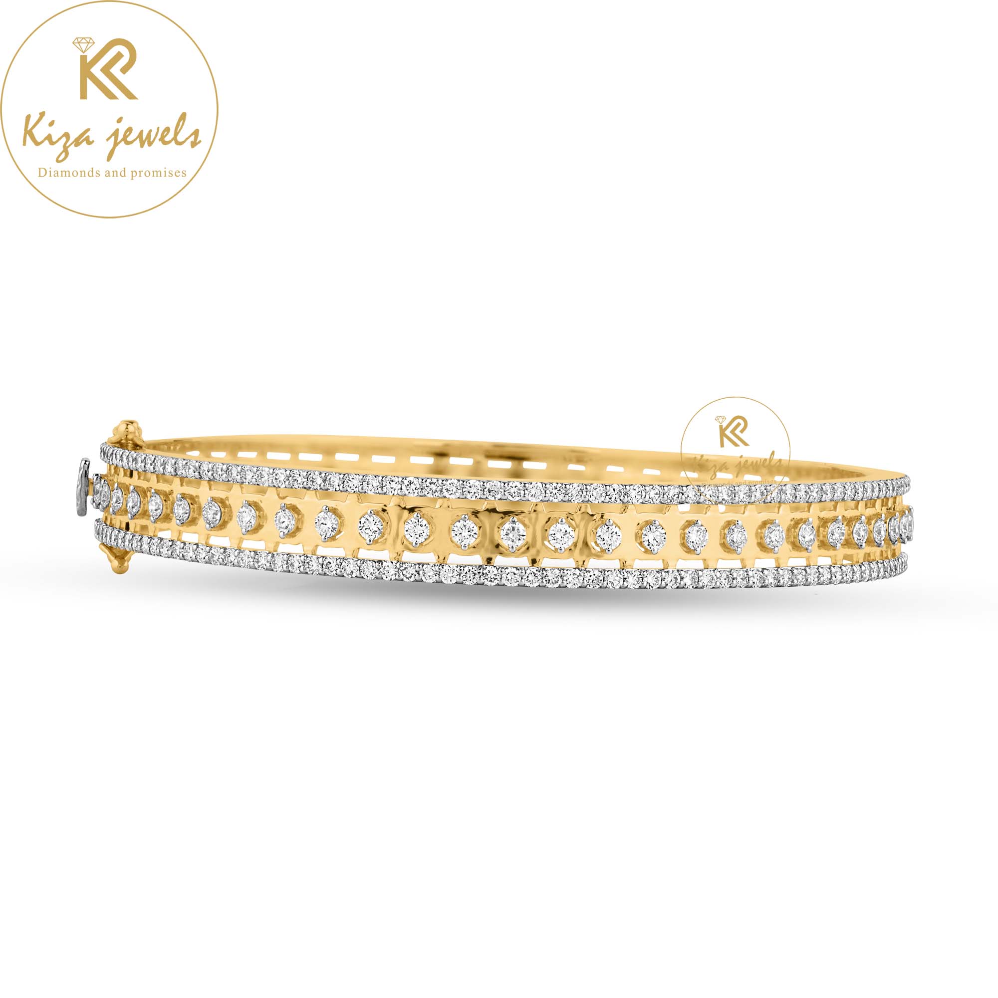 3.04 TDW Round Cut Diamond Bangle Bracelet