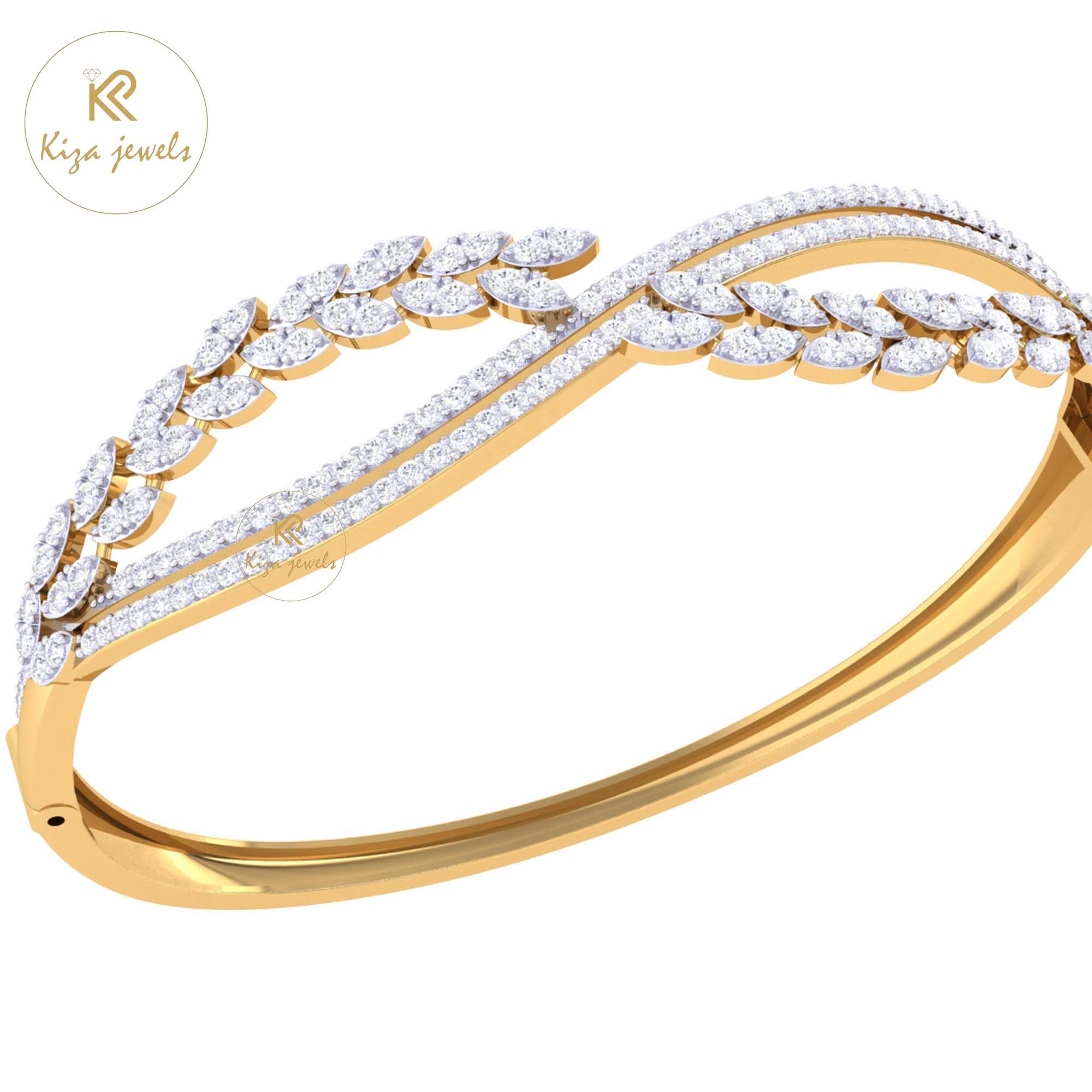 1.62 TDW Round Cut Diamond Bangle Bracelet