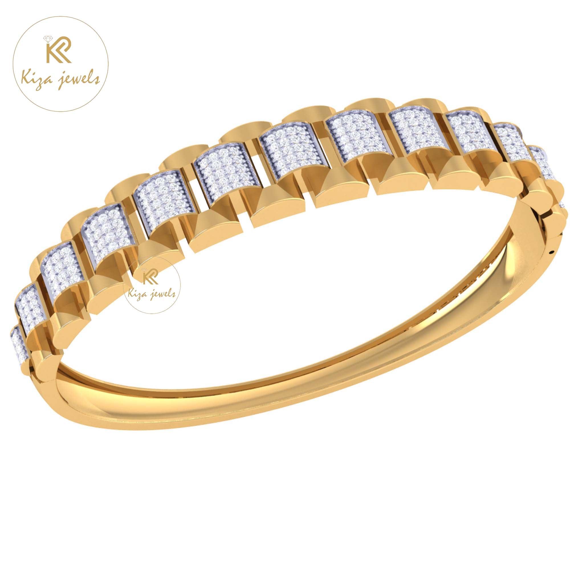 1.54 TDW Round Cut Diamond Women's Bangle Bracelet