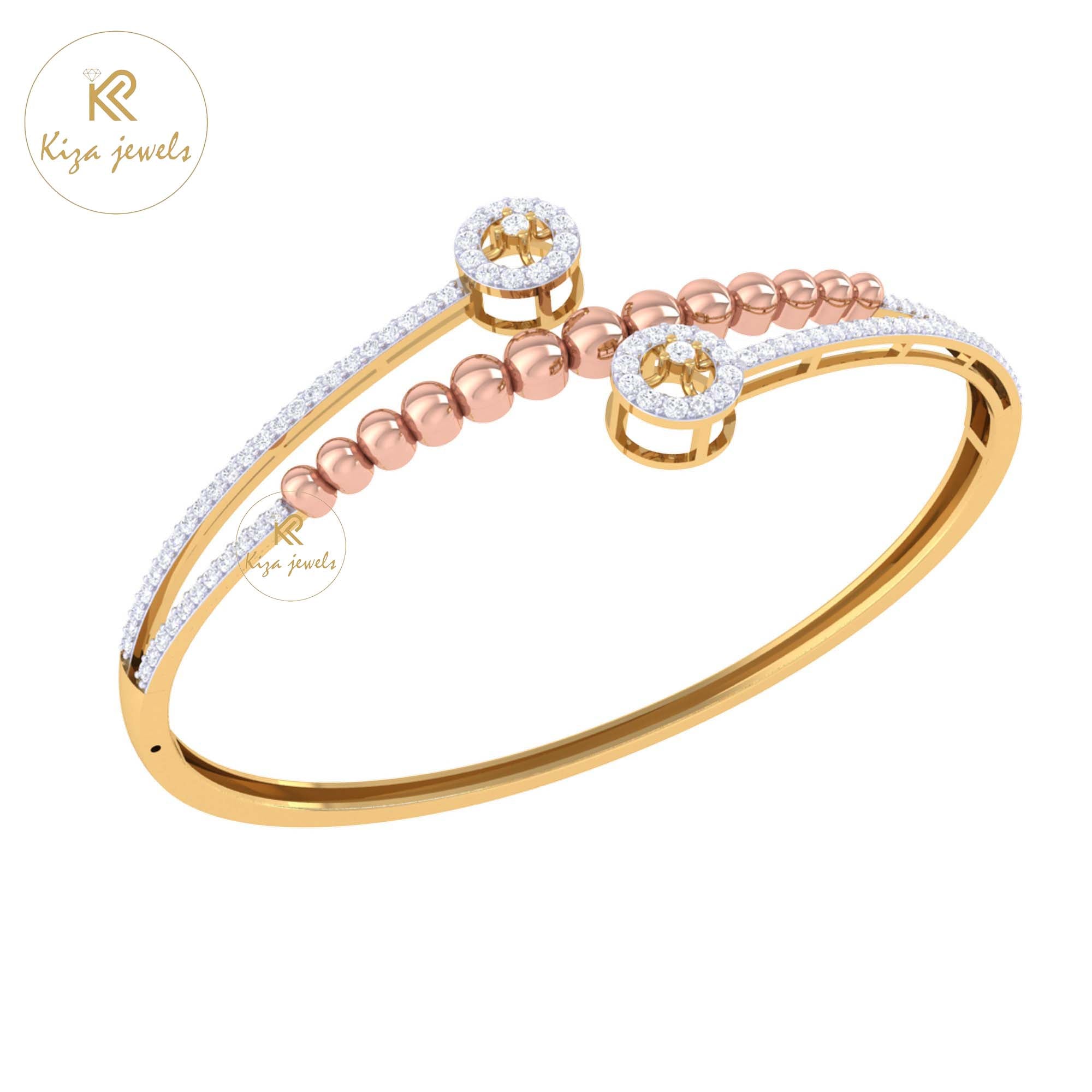 1.21 TDW Round Cut Diamond Bangle Bracelet