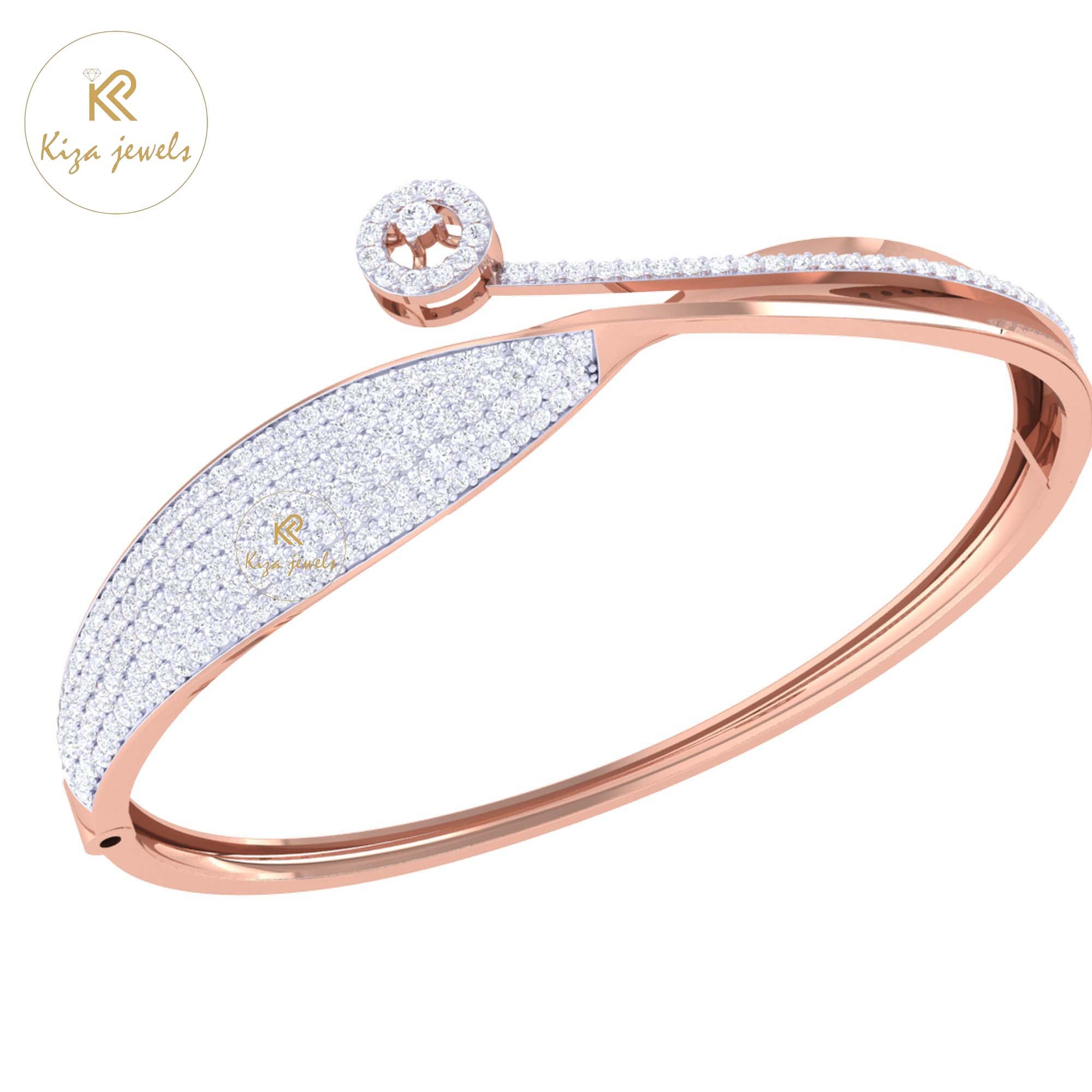 1.11 TDW Round Cut Diamond Bangle Bracelet