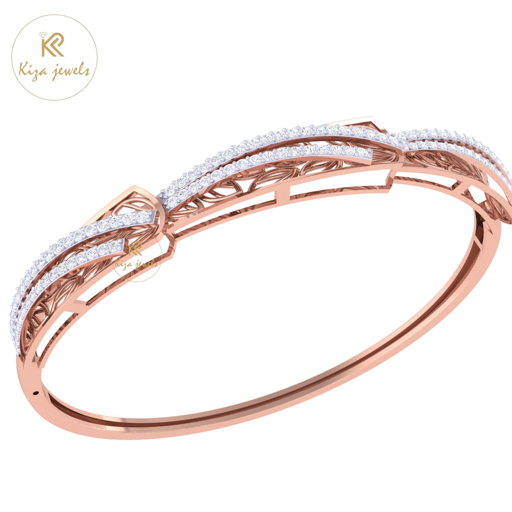 1.12 TDW Round Cut Diamond Bangle Bracelet