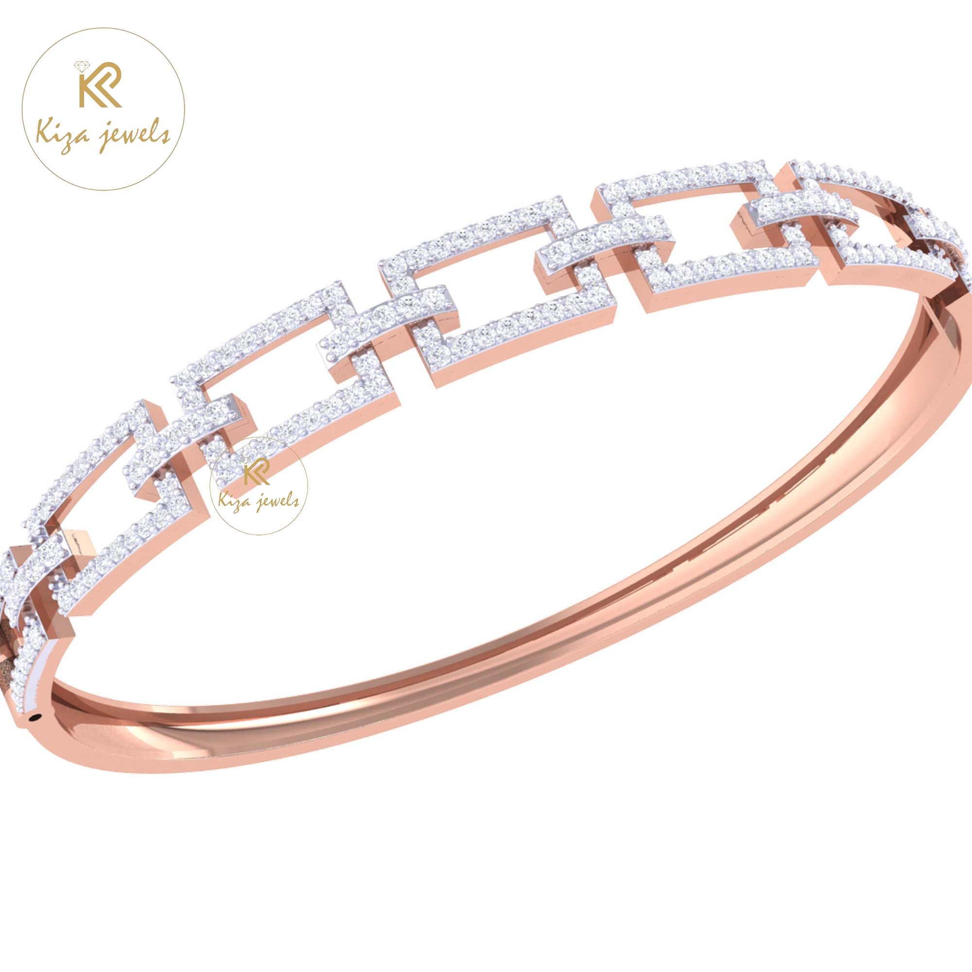 1.41 TDW Round Cut Diamond Bangle Bracelet