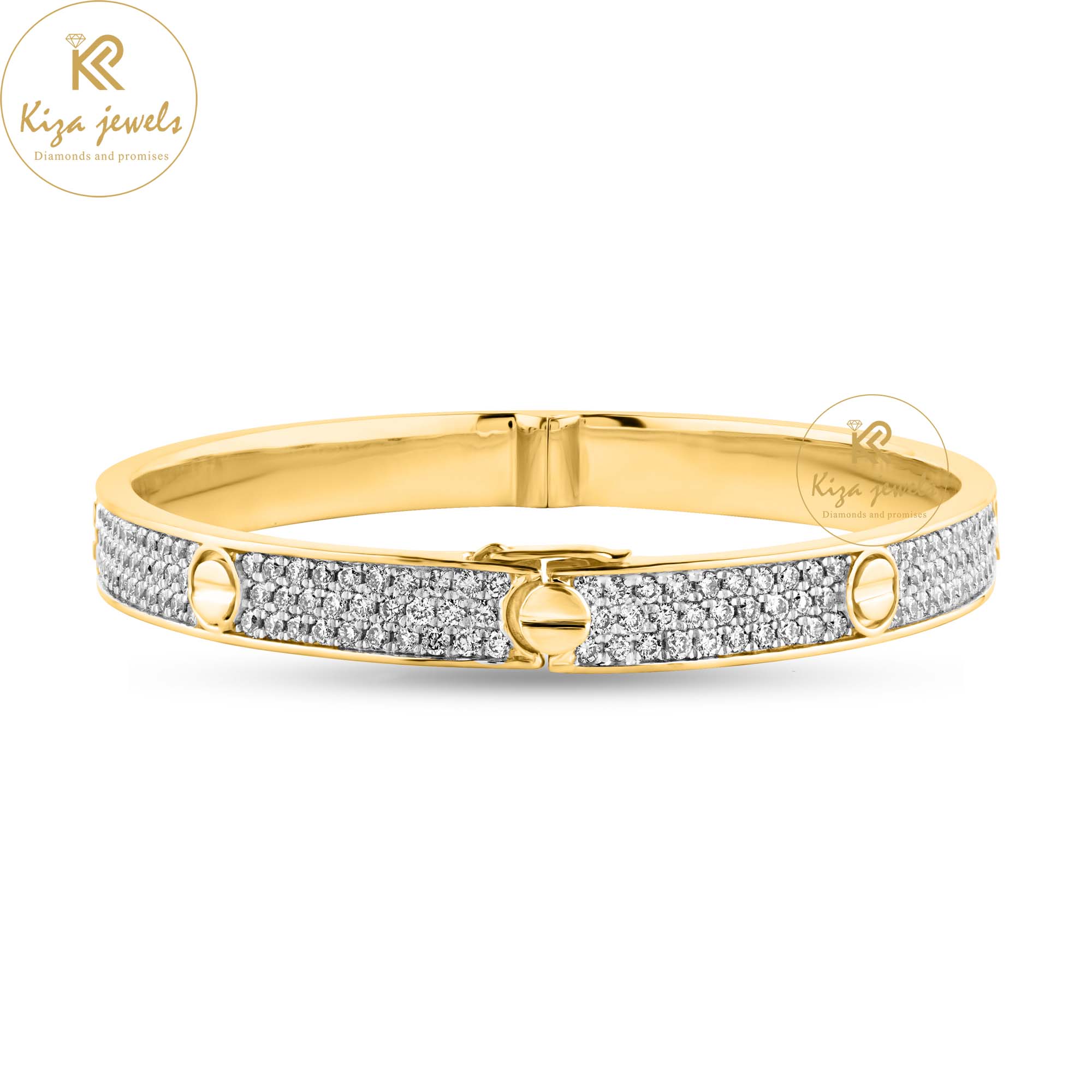 3.58 TDW Round Cut Diamond Bangle Bracelet