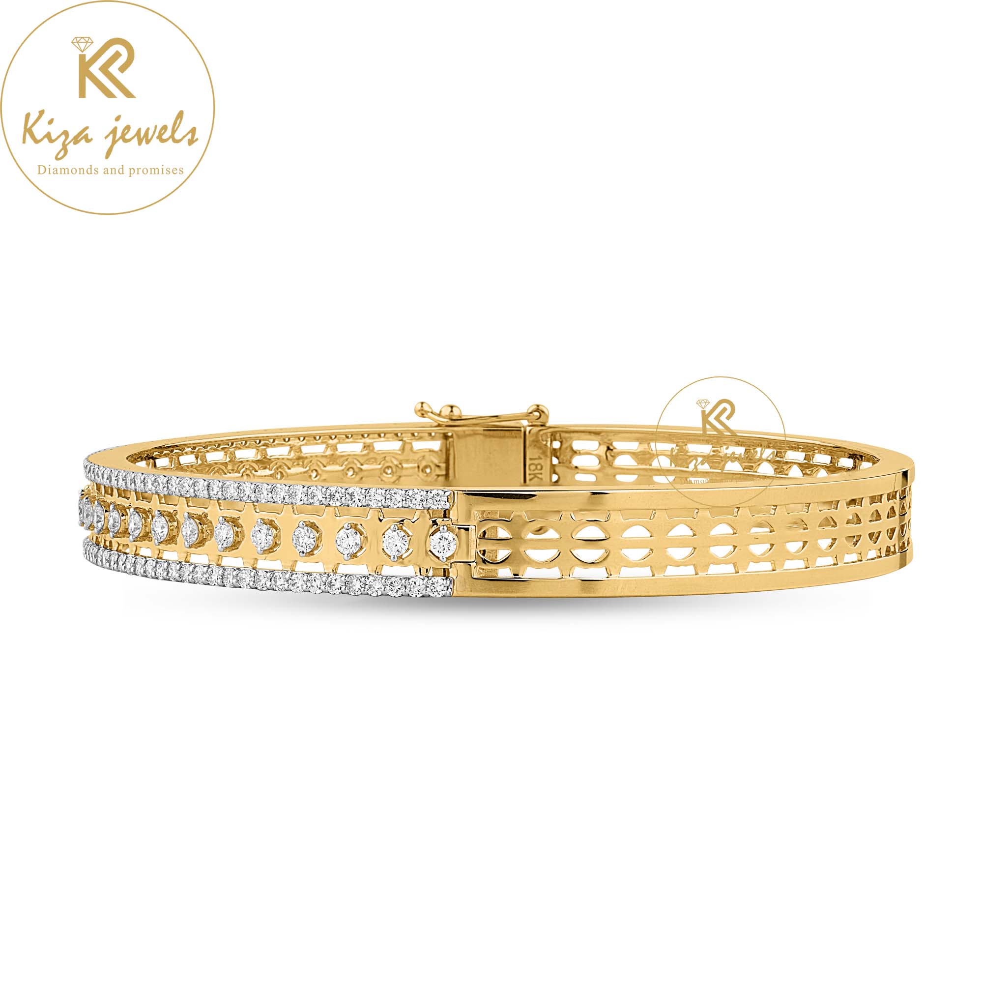 3.04 TDW Round Cut Diamond Bangle Bracelet