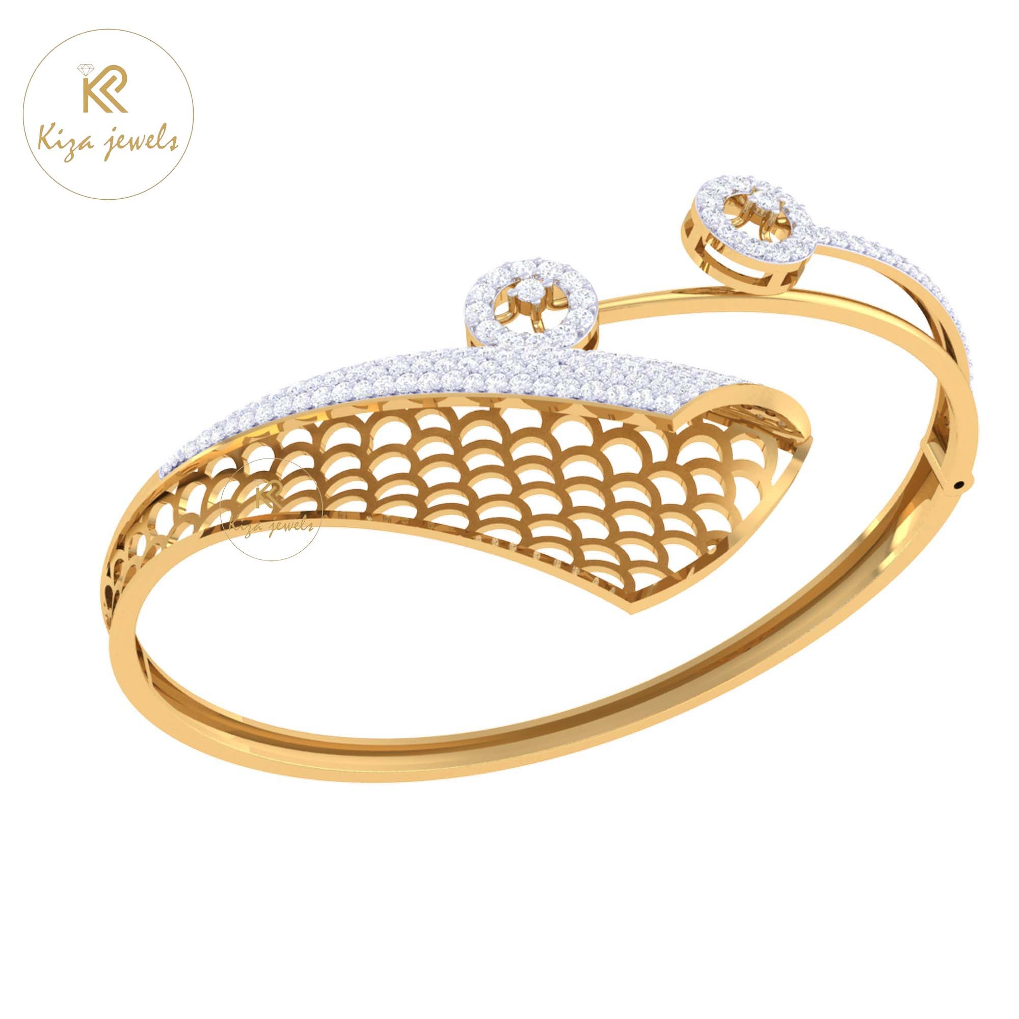 1.83 TDW Round Cut Diamond Bangle Bracelet