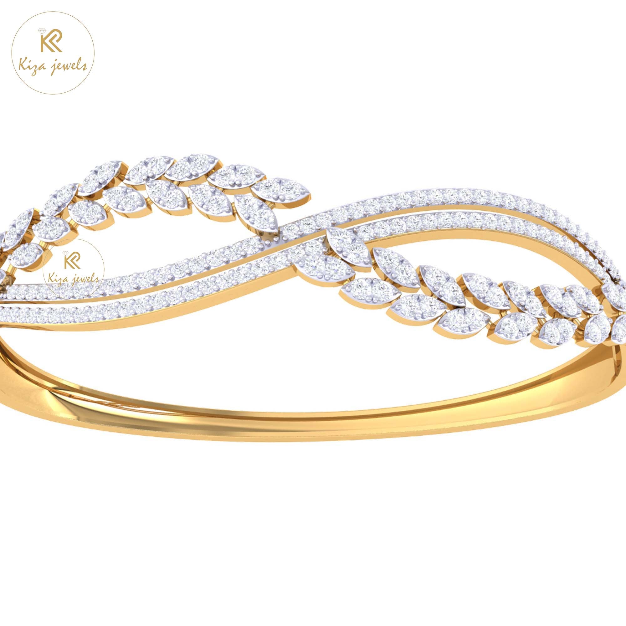 1.91 TDW Round Cut Diamond Bangle Bracelet