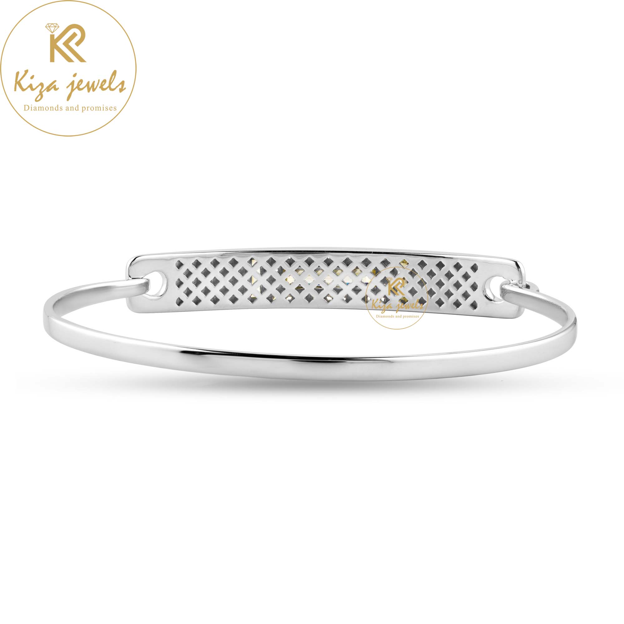 1.866 TDW Baguette & Round Cut Diamond Bangle Bracelet