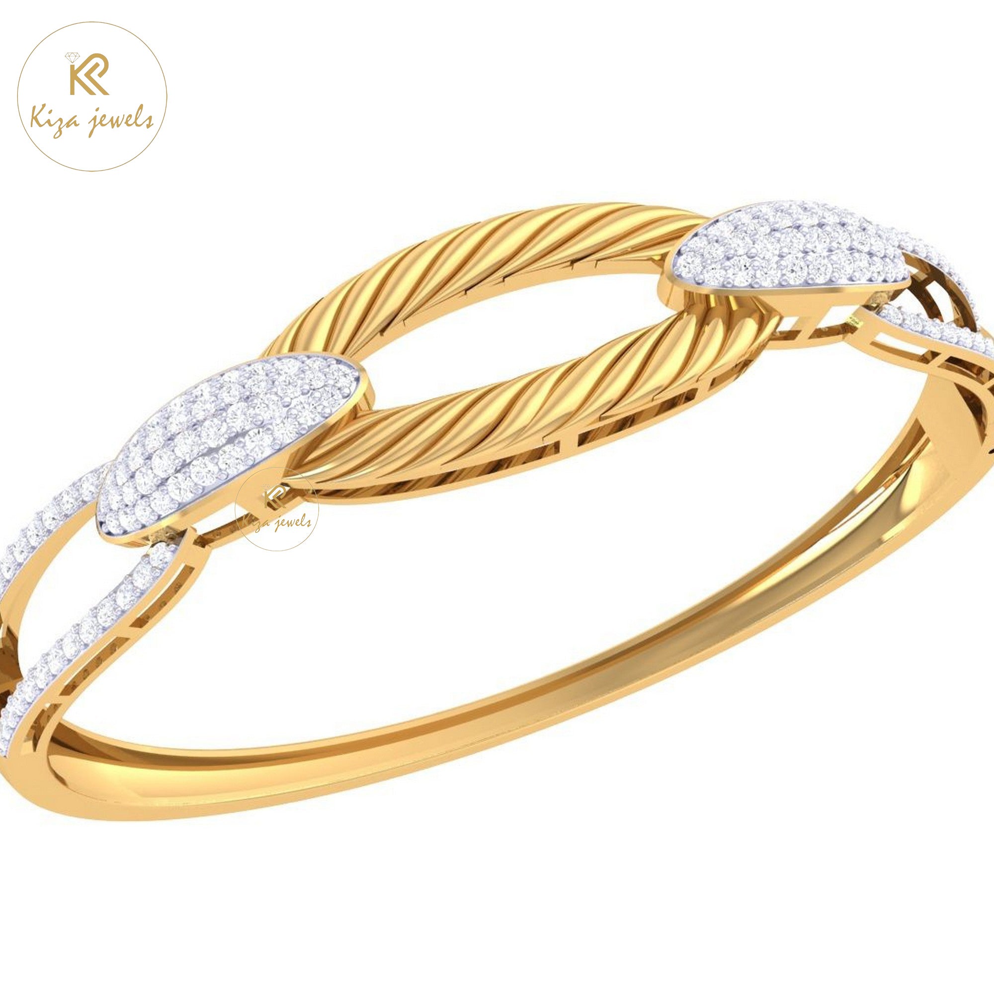 1.57 TDW Round Cut Diamond Women's Bangle Bracelet