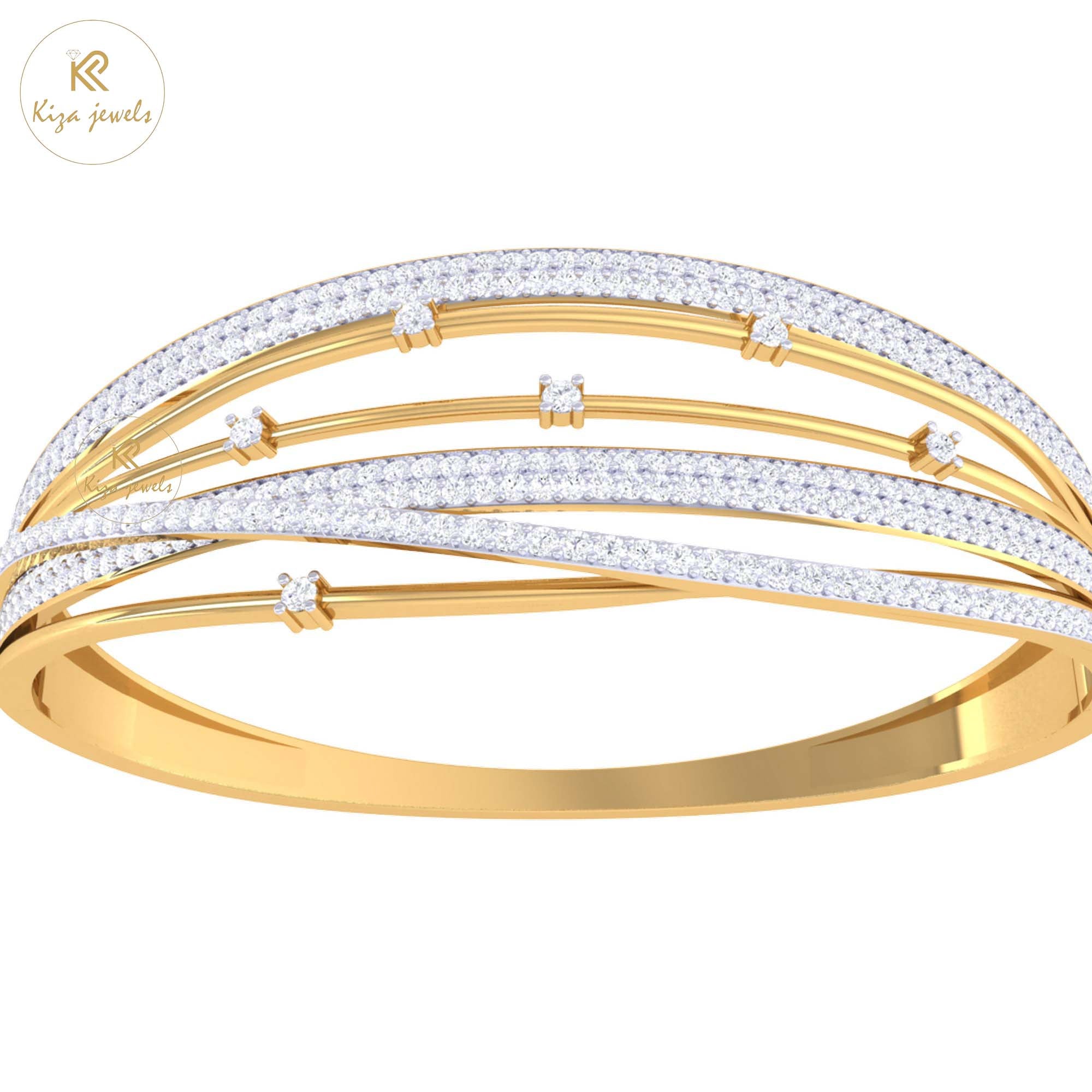 3.01 TDW Round Cut Diamond Bangle Bracelet