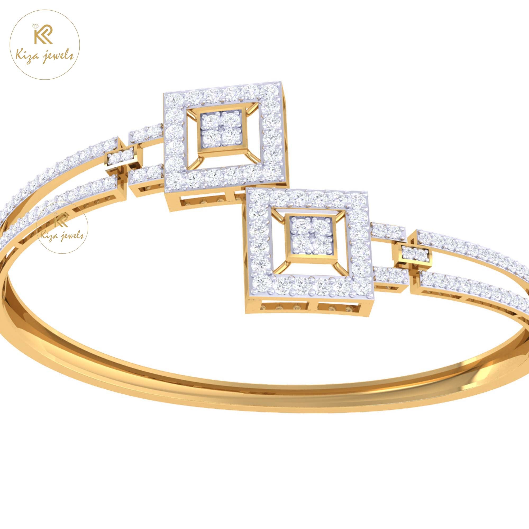 2.34 TDW Round Cut Diamond Bangle Bracelet