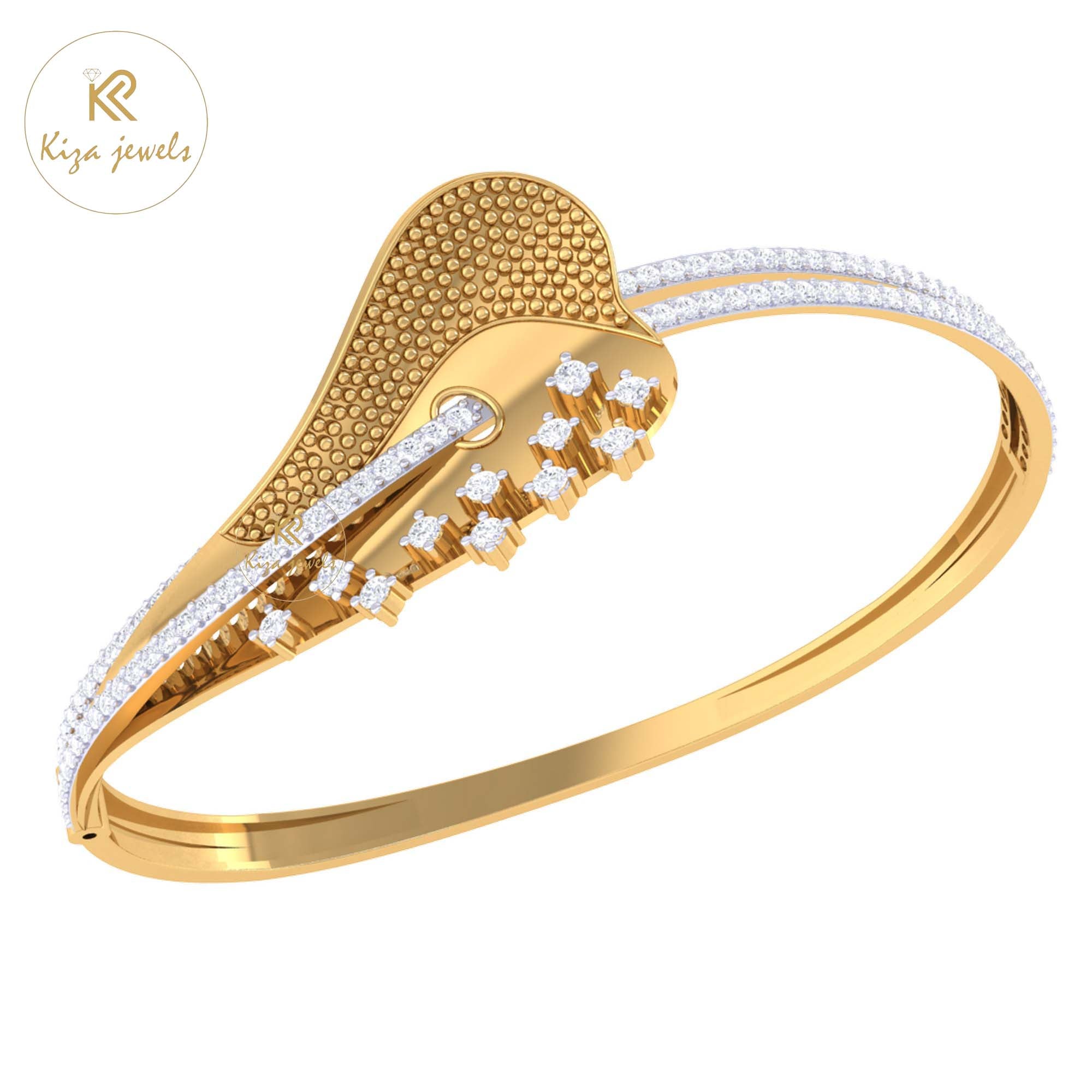 1.58 TDW Round Cut Diamond Women's Bangle Bracelet