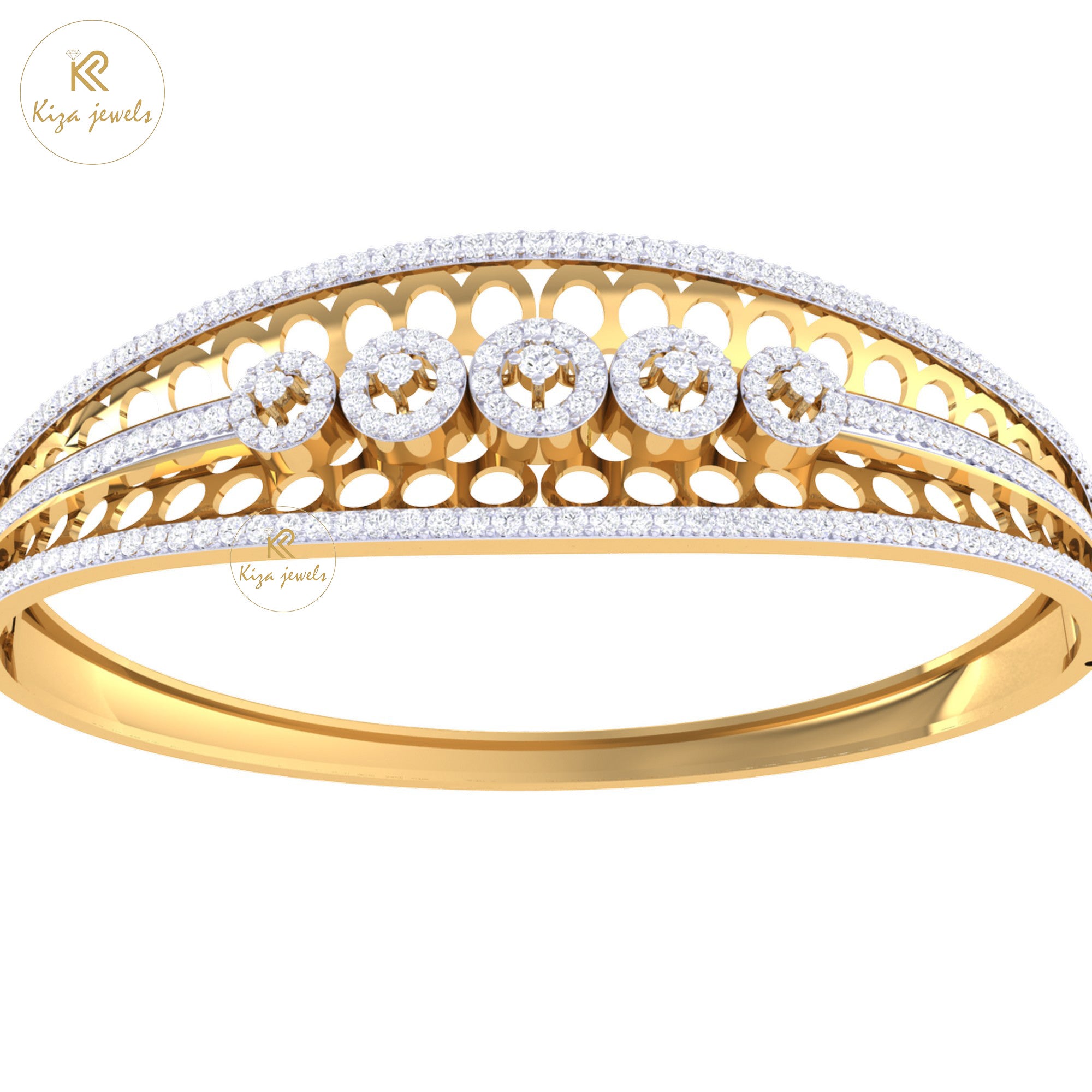 2.288 TDW Round Cut Diamond Women's Bangle Bracelet