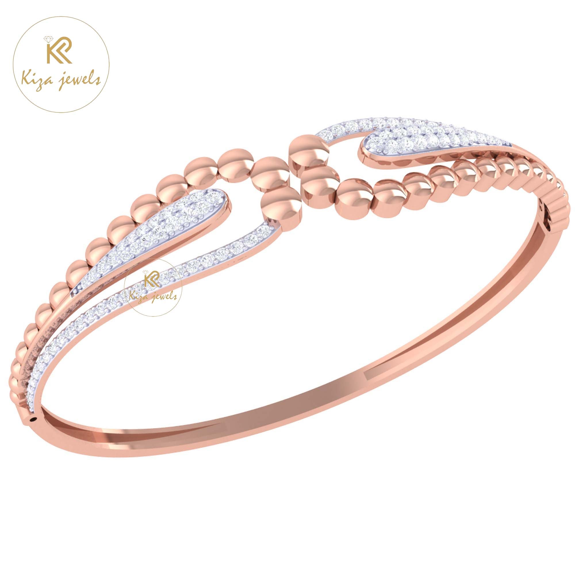 1.11 TDW Round Cut Diamond Bangle Bracelet