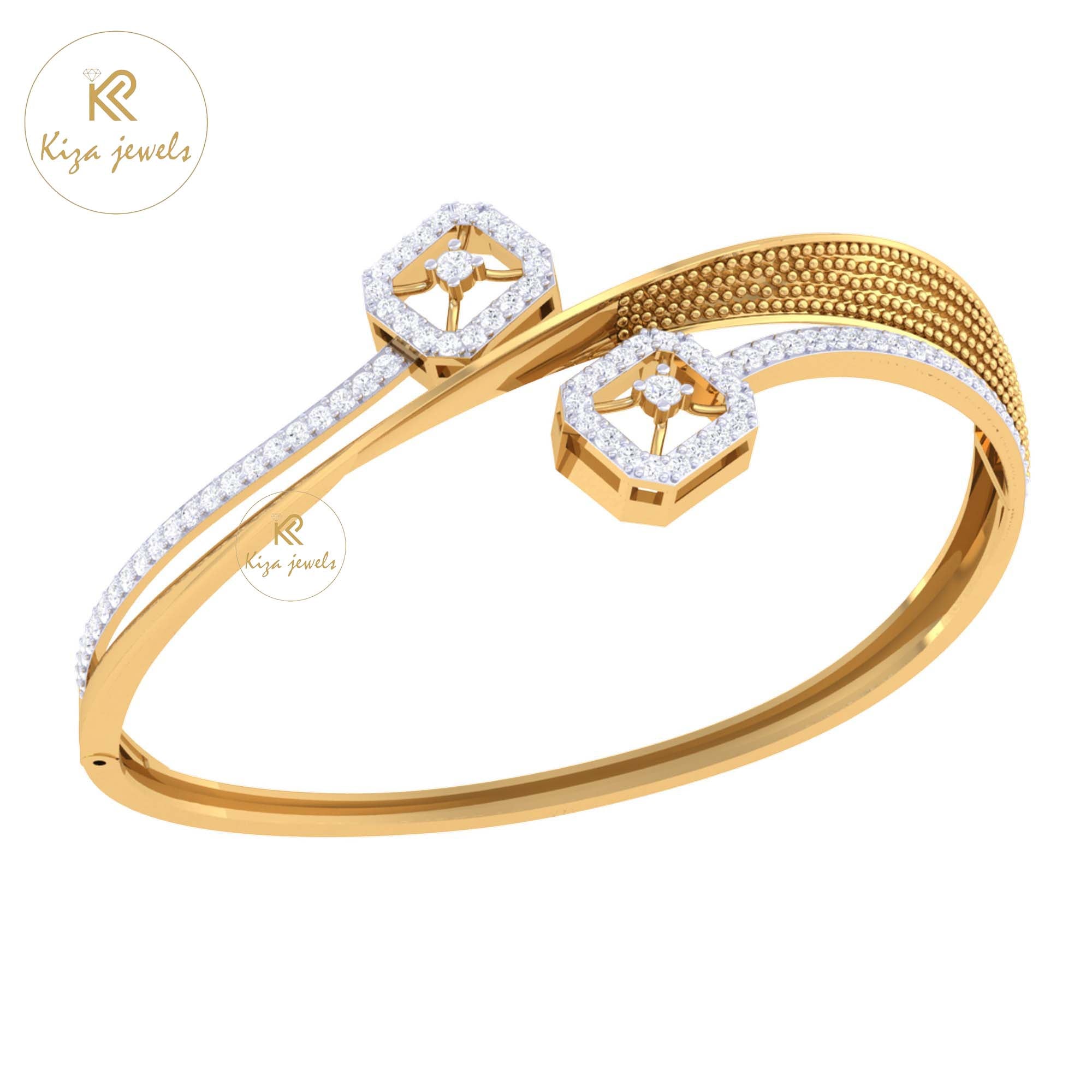 1.17 TDW Round Cut Diamond Bangle Bracelet