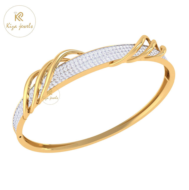 2.158 TDW Round Cut Women's Diamond Bangle Bracelet