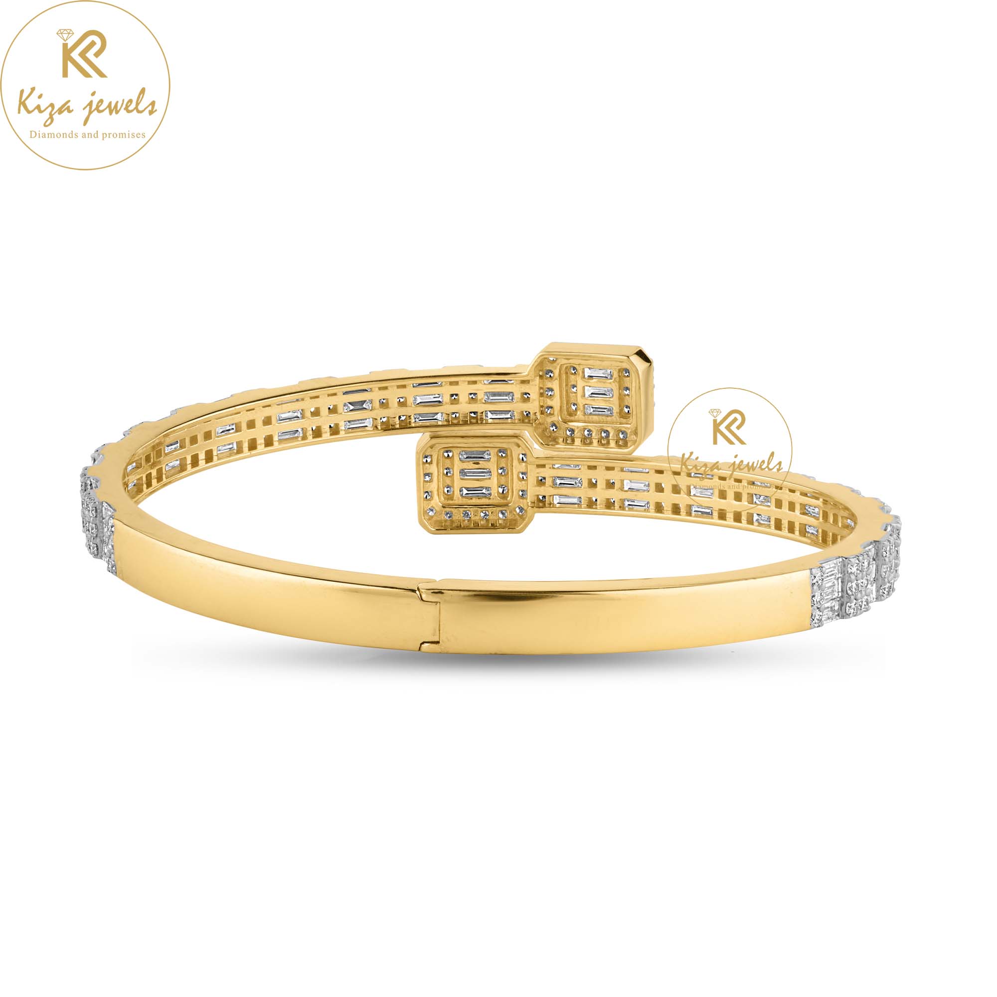 4.75  TDW Baguette & Round Cut Diamond Bangle Bracelet